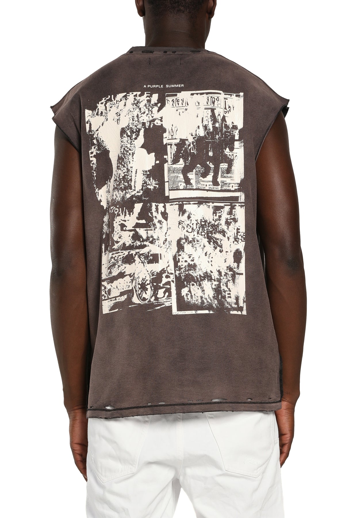 Textured Sleeveless Tee - Black