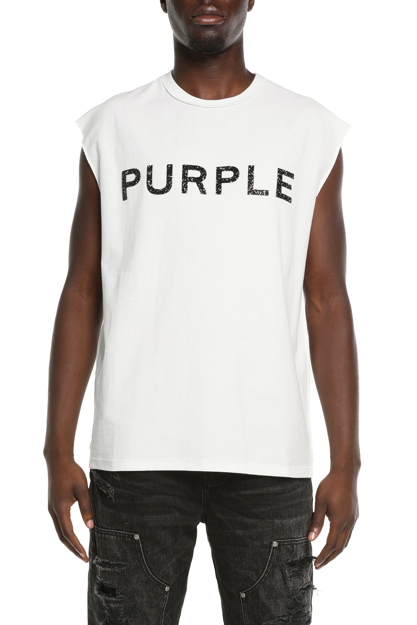 Textured Sleeveless Tee - White