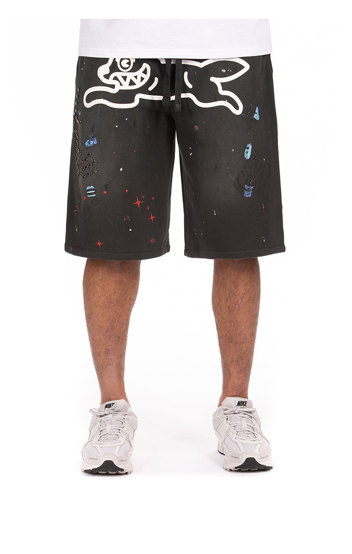 Icecream milk shake terry shorts - Black