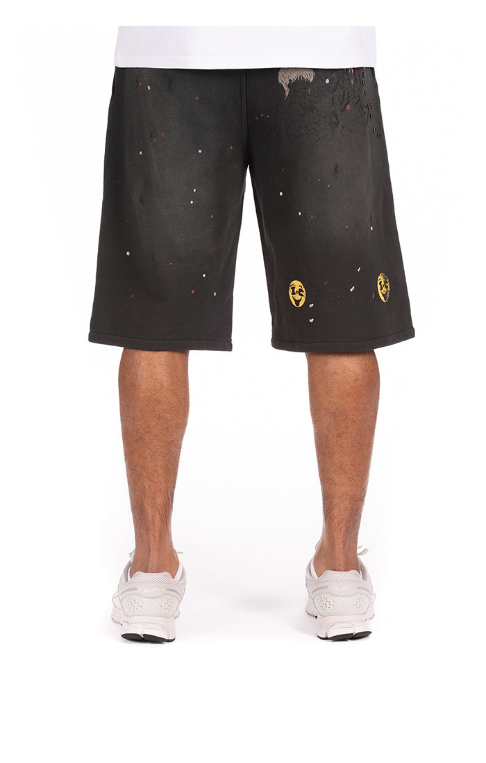 Icecream milk shake terry shorts - Black