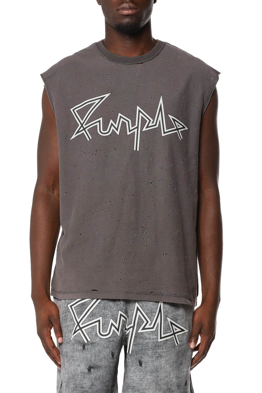 Purple Brand Textured Sleeveless Tee in grey – view 1 of 1