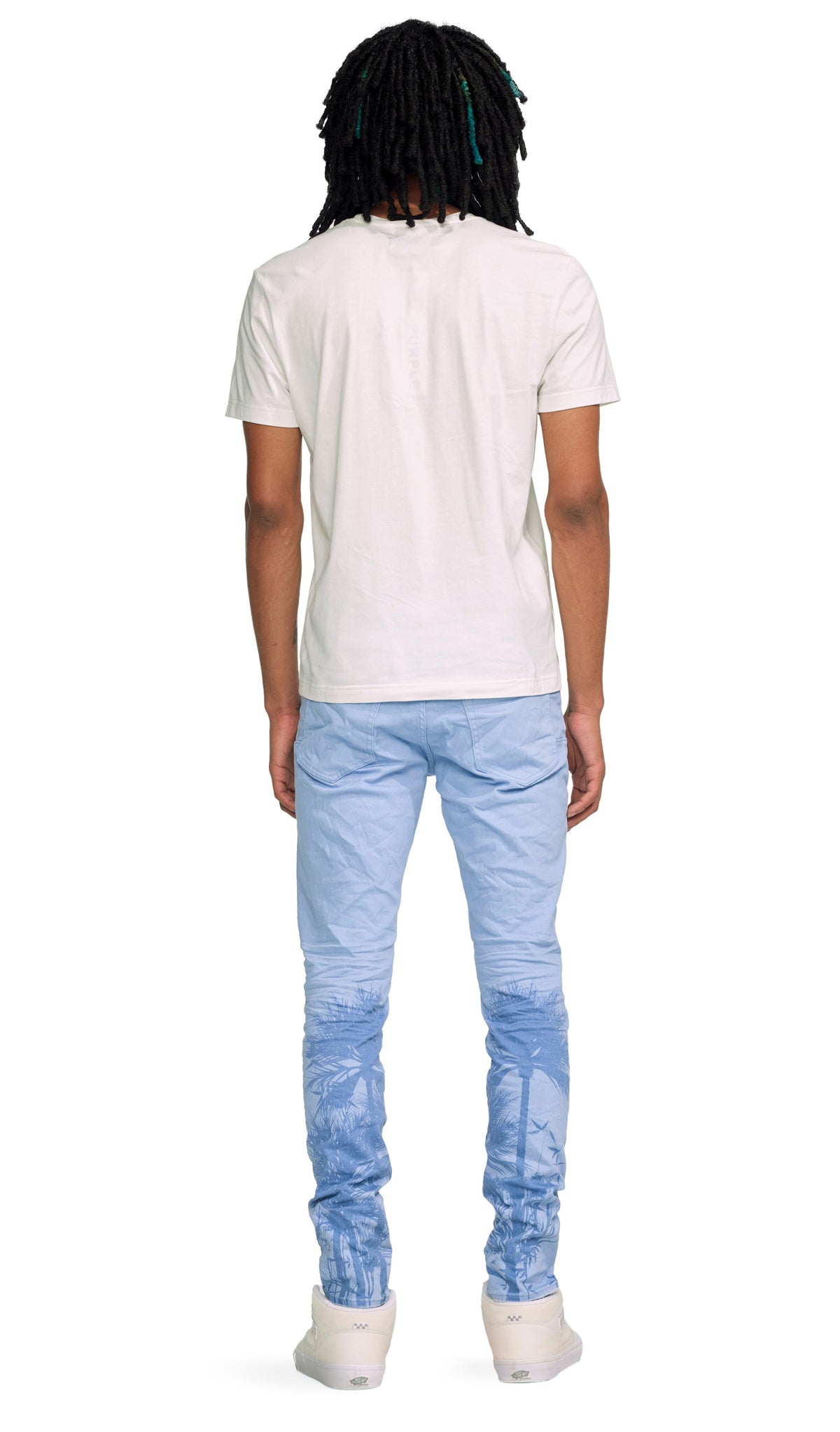 PLACID BLUE PALMS PRINT PANTS