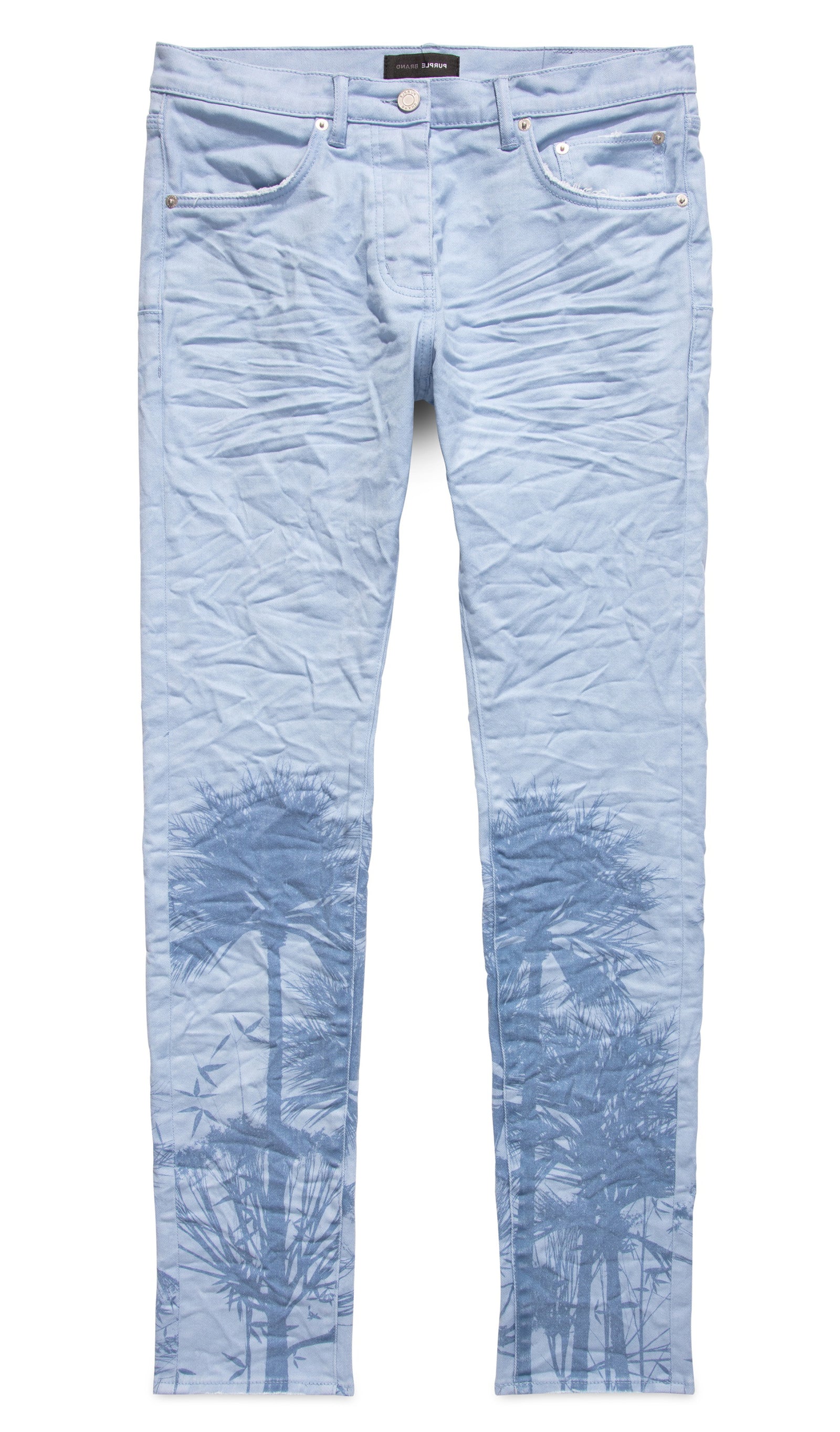 PLACID BLUE PALMS PRINT PANTS