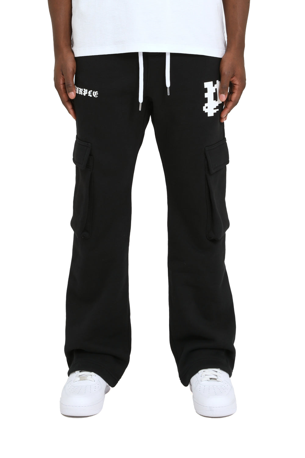 Purple Jeans Hwt Fleece Cargo Pant - Black