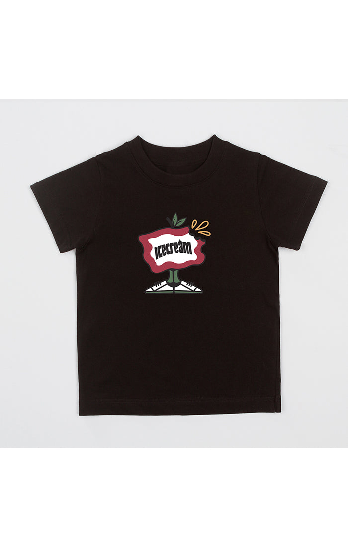 Icecream Kids SS Flag Tshirt W Print - Black