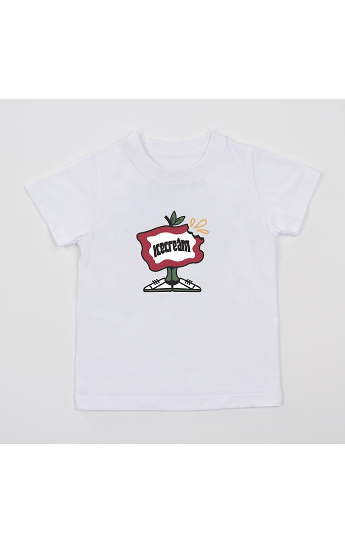 Icecream Kids SS Flag Tshirt W Print - Bleach White