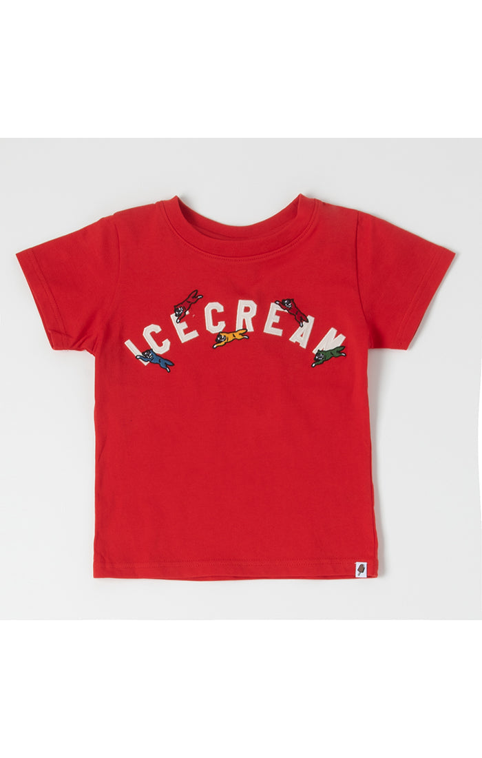 KIDS PRINTED TEE WITH EMBROIDERIES - RACING RED