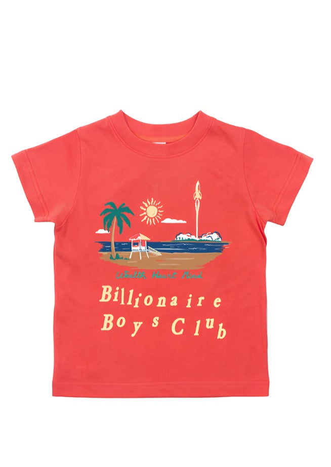 Billionaire Boys Club Kids BB Space Beach S/S Tee- Hot Coral
