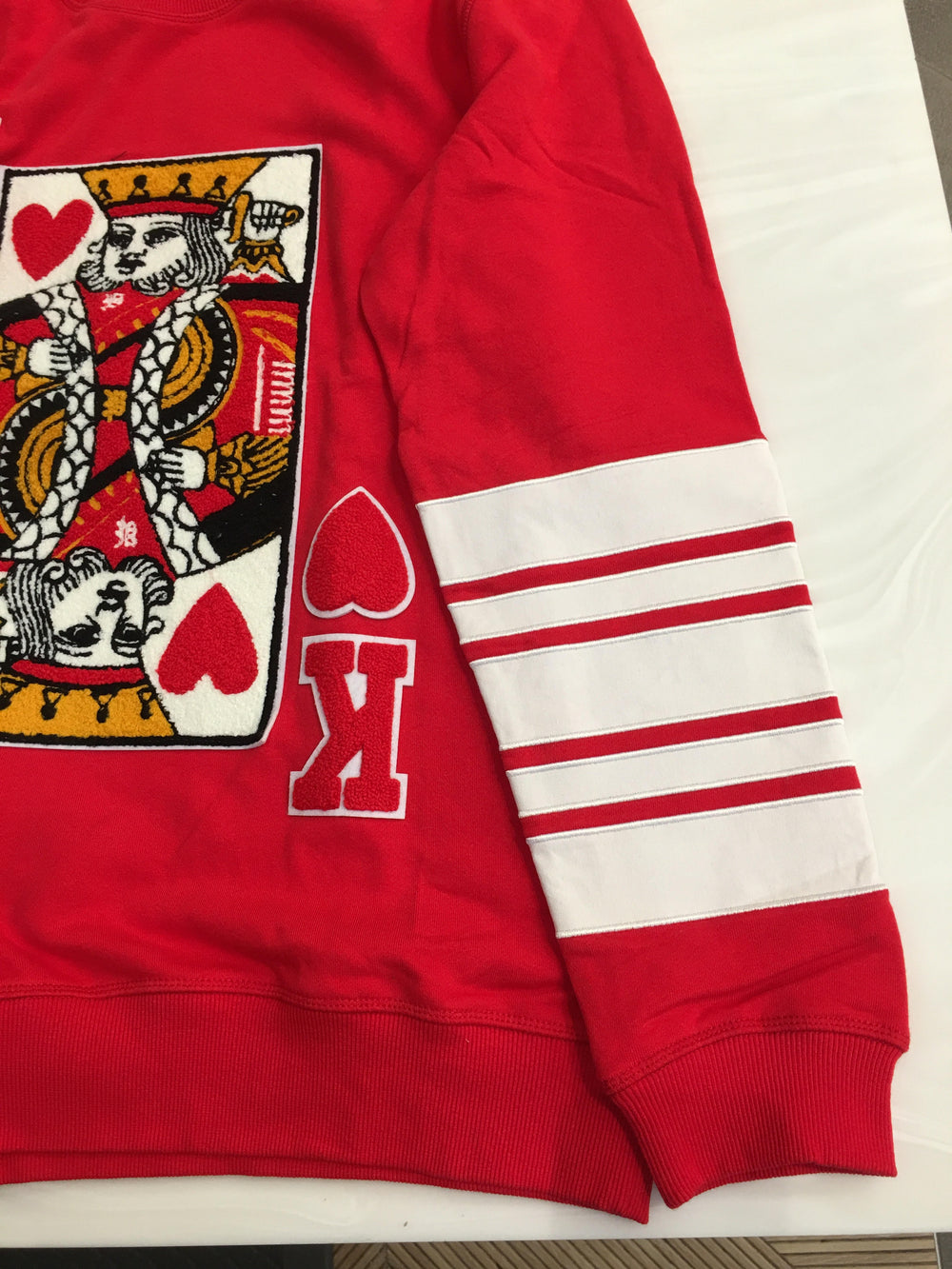 Royal Life King Sweater in red with king of hearts design – view 4 of 4