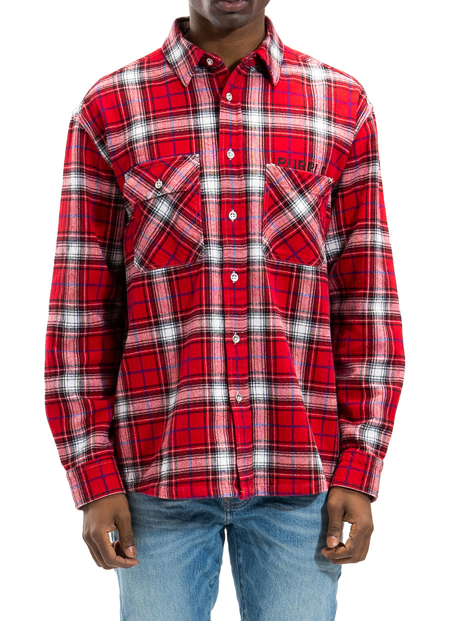 PLAID FLANNEL LS SHIRT - RED