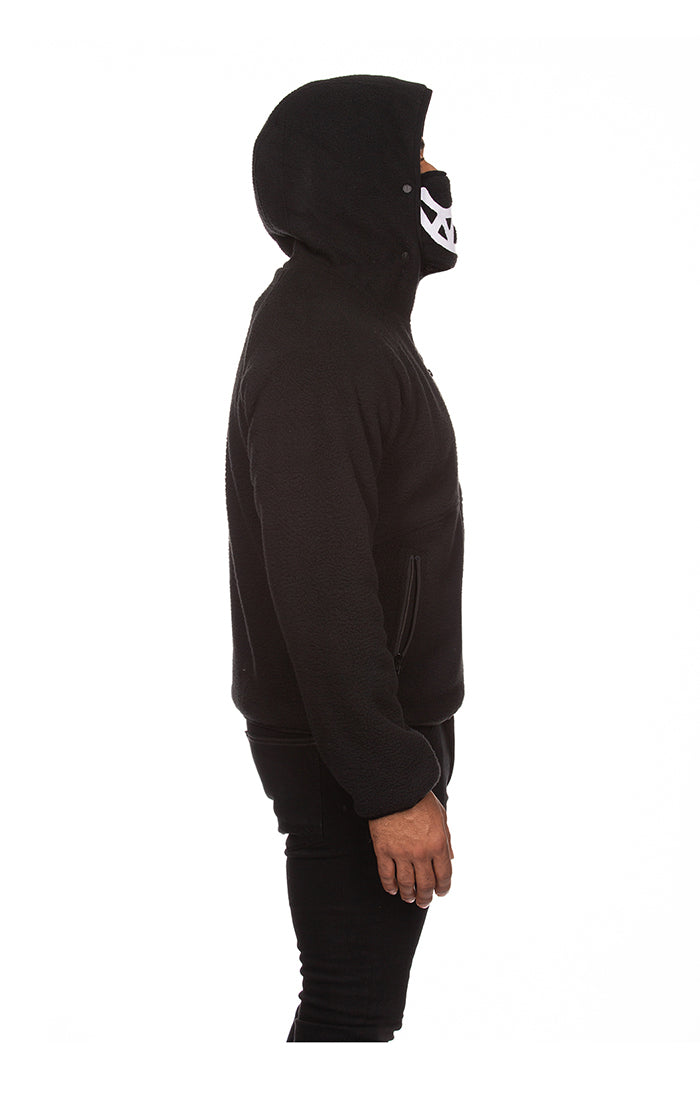 Grin zip front hoodie - Black