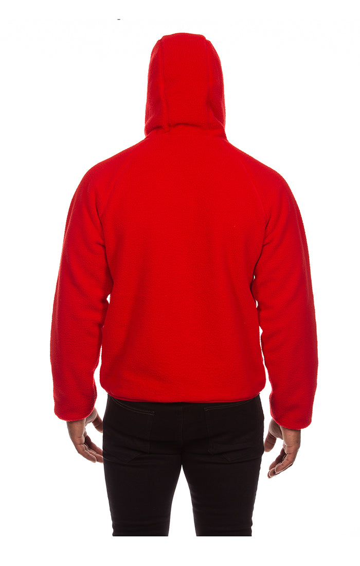 Grin zip front hoodie - Racing Red
