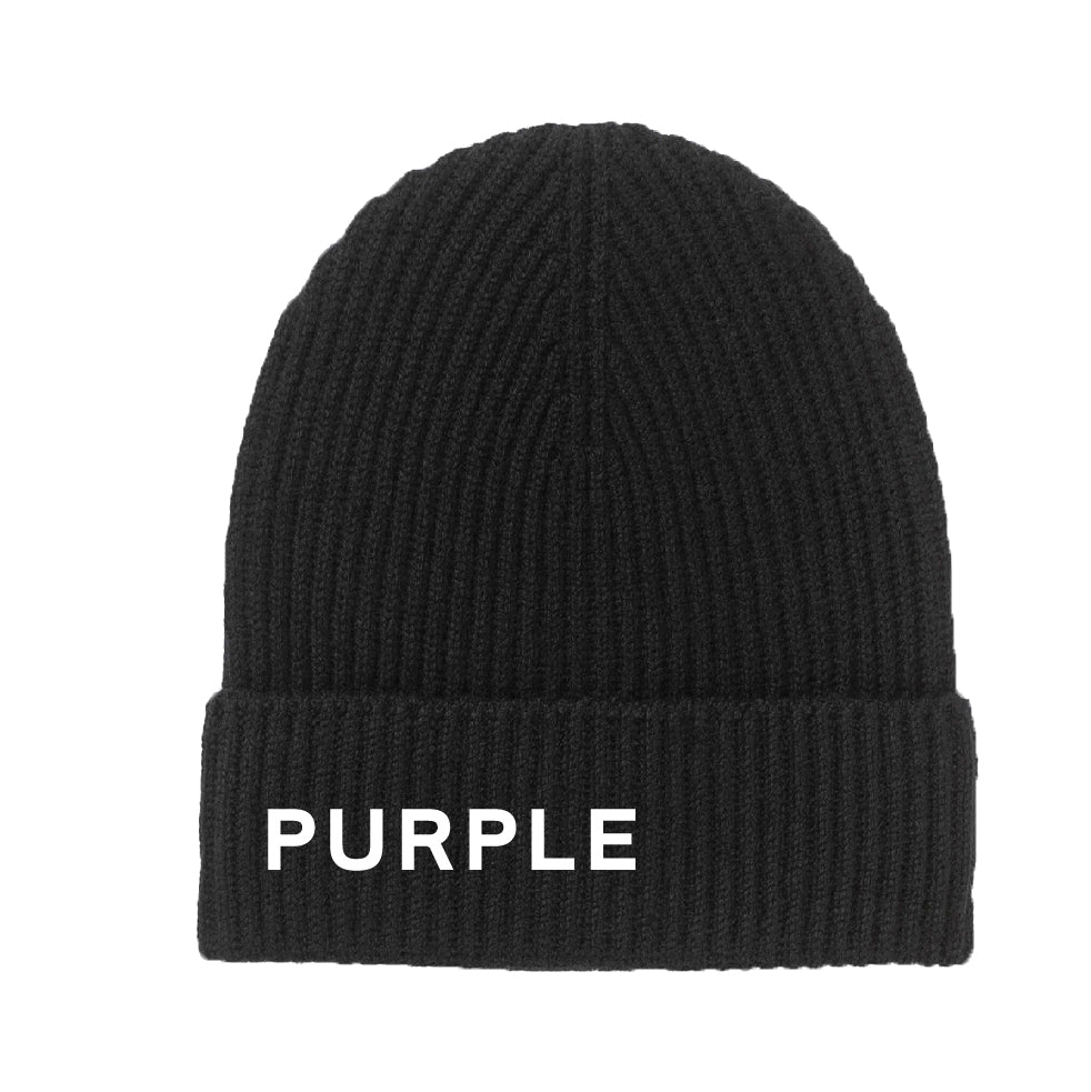 ACRYLIC CUFFED BEANIE - BLACK