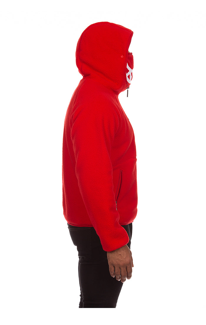 Grin zip front hoodie - Racing Red