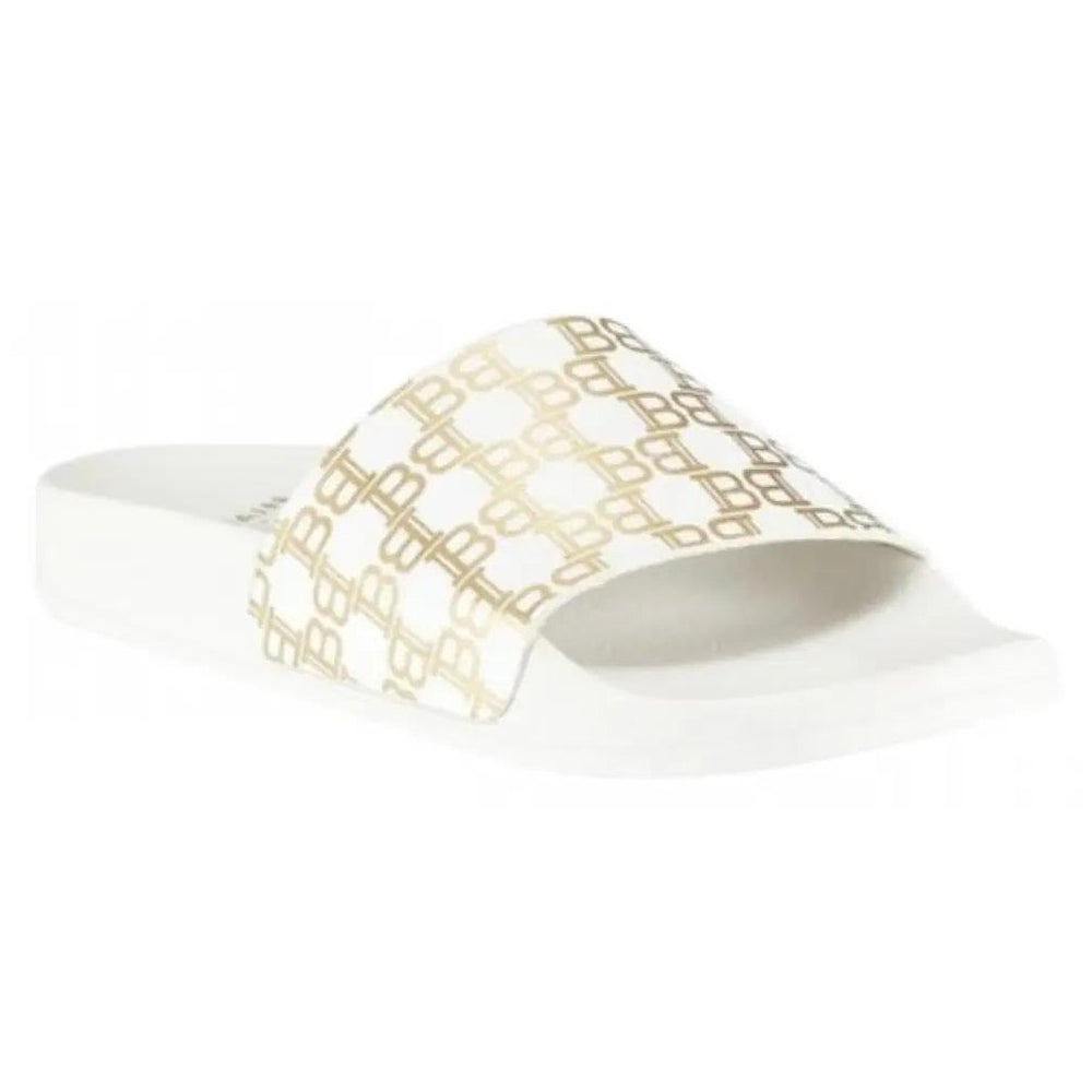 Balmain Kids Allover Monogram Print Slides in white – view 1 of 4