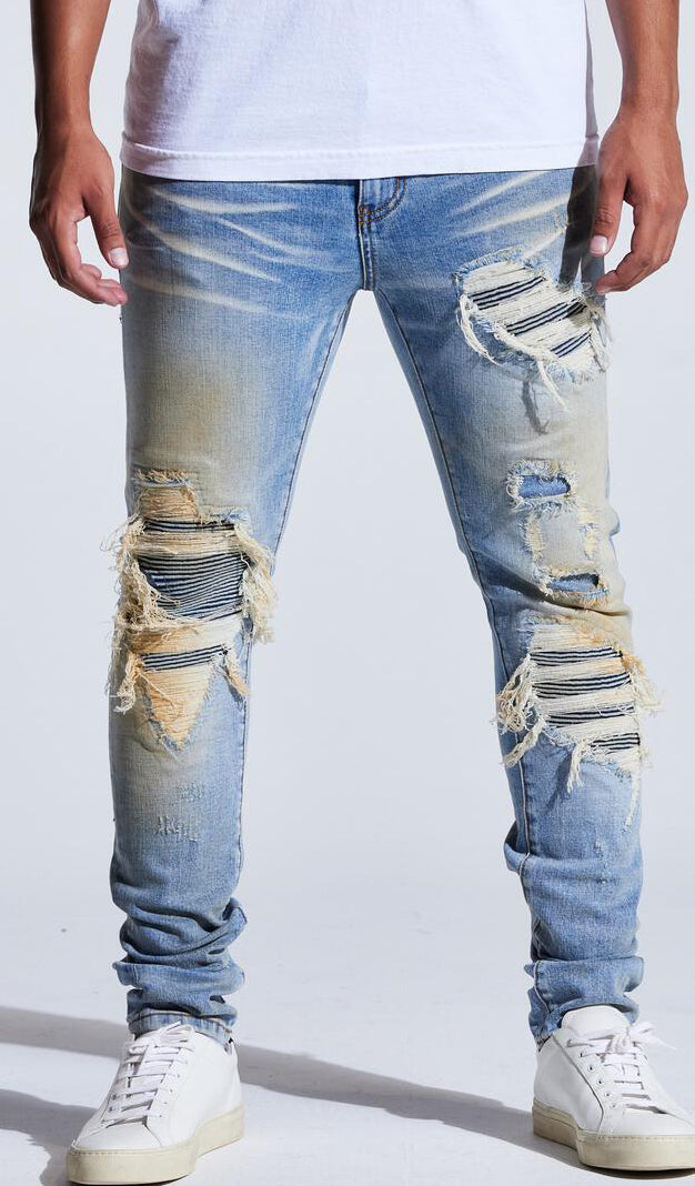 Euphoria Rip & Repair Denim - Blue Sand
