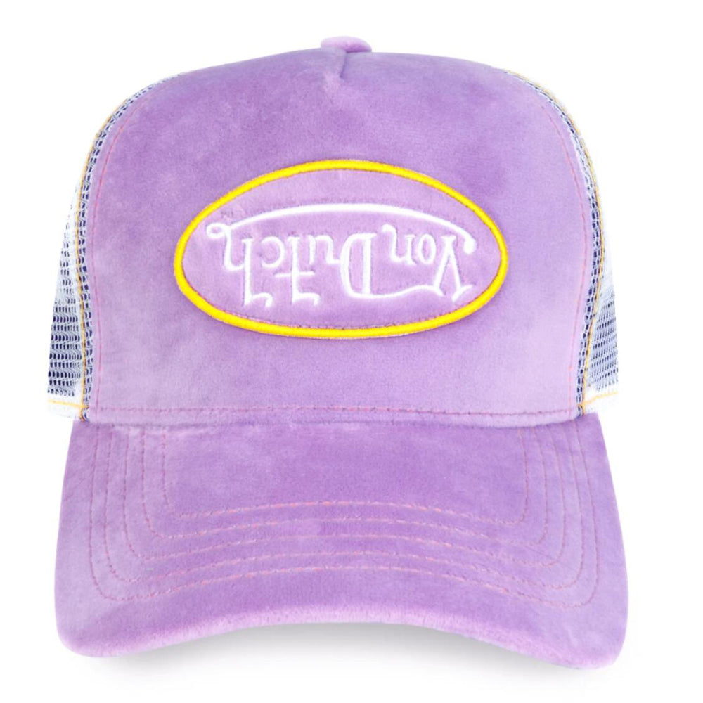 Von Dutch Upside Down Logo Velvet Purple Trucker in Purple – view 1 of 1