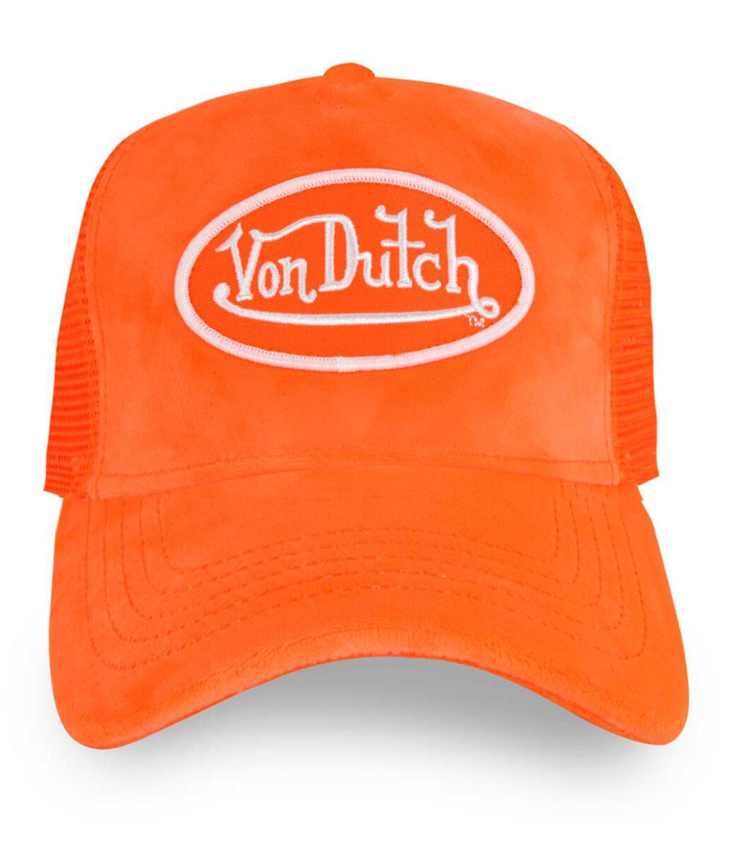 Von Dutch Velvet Neon Orange Trucker
