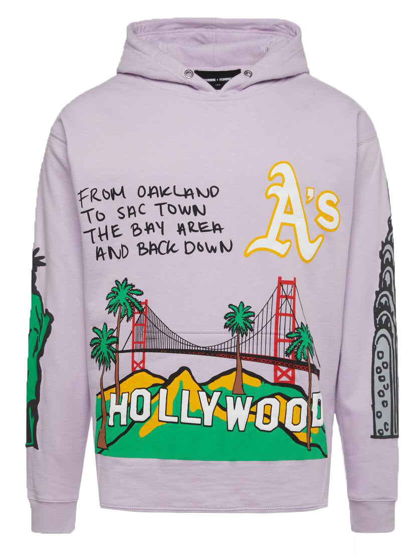 Homme + Femme Cali to NYC hoodie in pastel purple – view 1 of 6