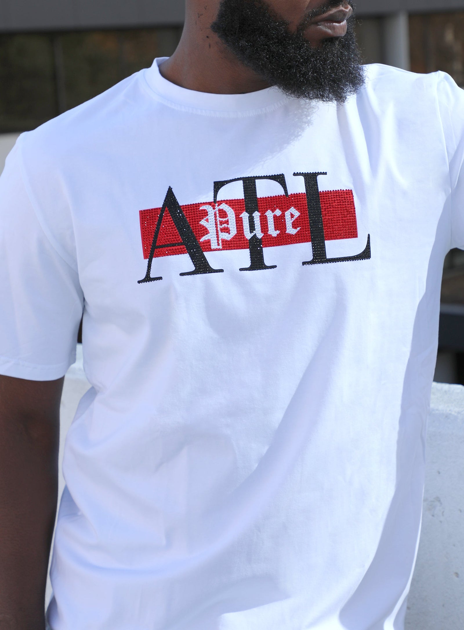Pure ATL Logo Diamond Tee, white crew neck tee with red and black Pure logo diamond – view 6 of 11