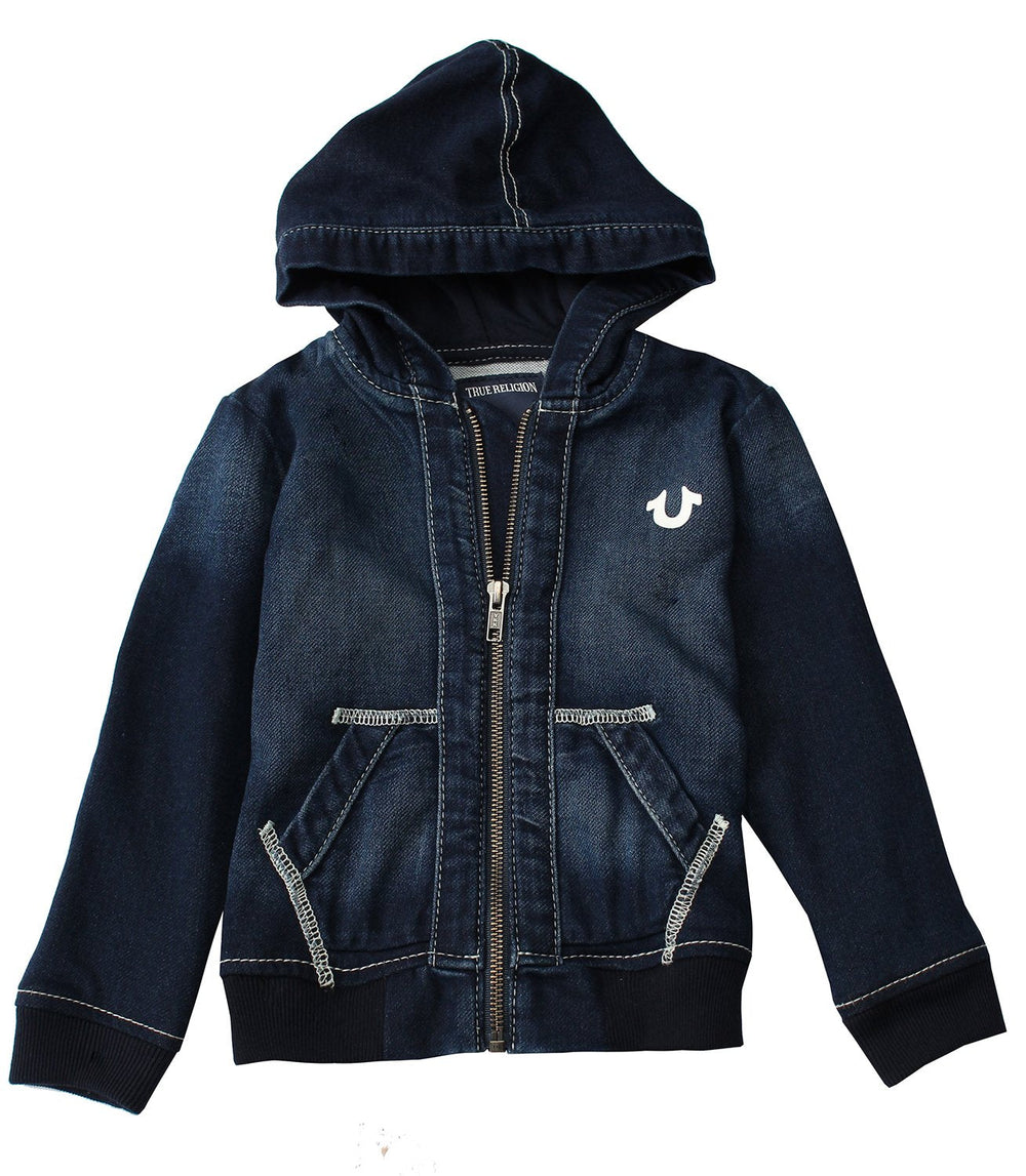 True Religion Kids Single End French Hoodie in bruised wash – view 1 of 5