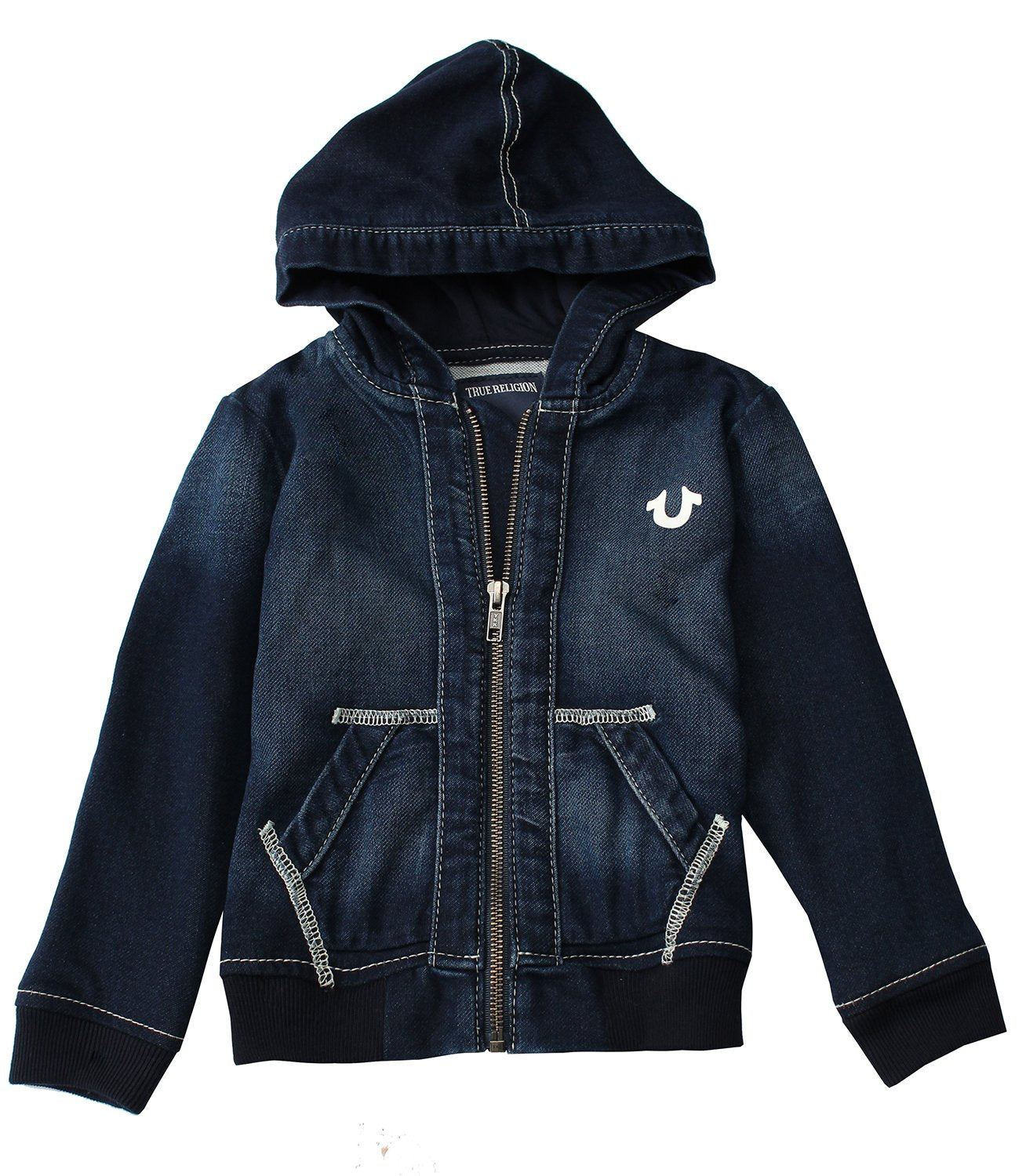 True Religion Kids Single End French Hoodie in bruised wash – view 1 of 5