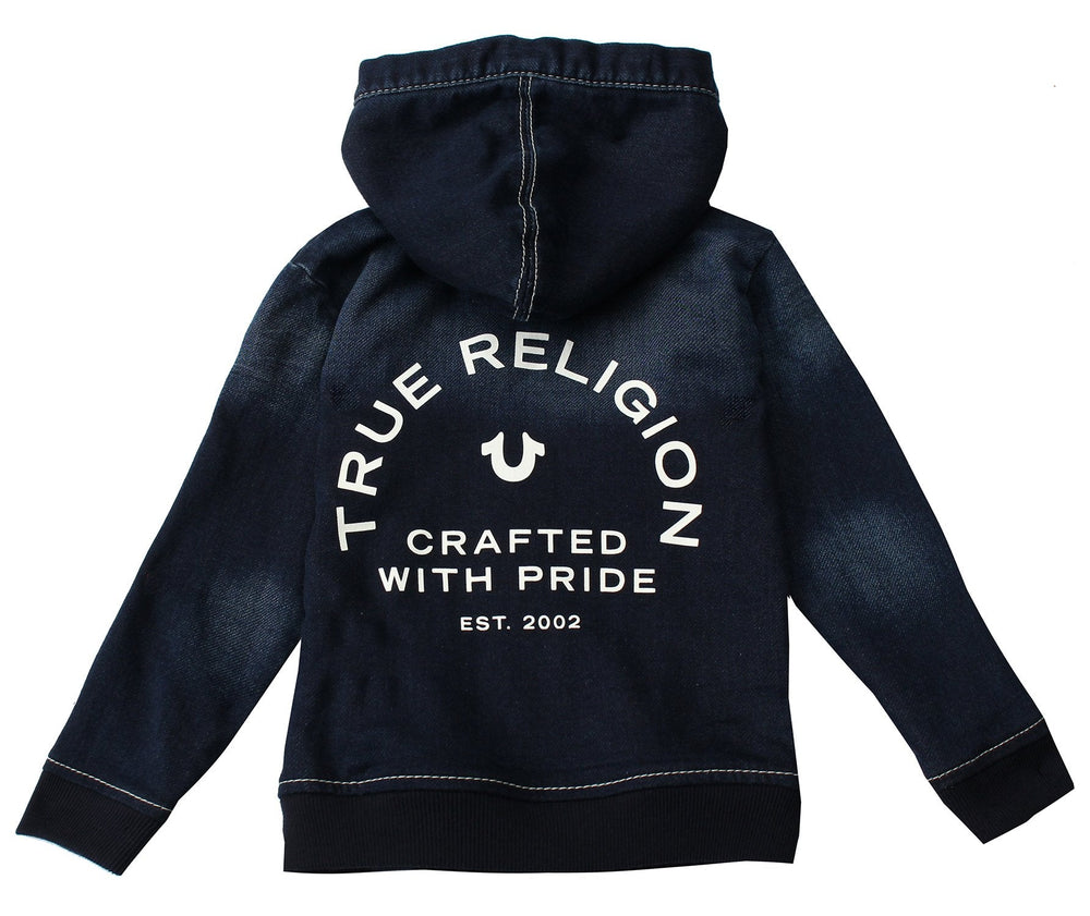 True Religion Kids Single End French Hoodie in bruised wash – view 2 of 5
