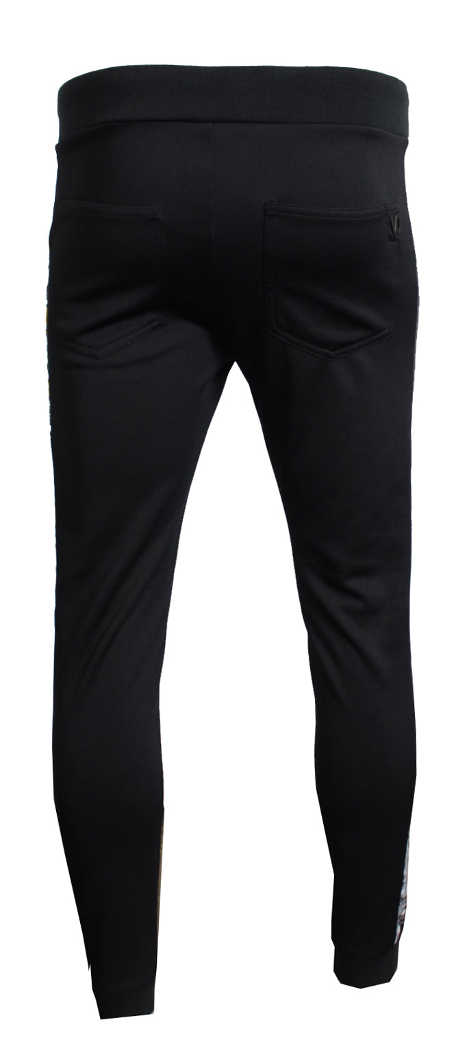 Men's Side Panel Print Joggers-Black