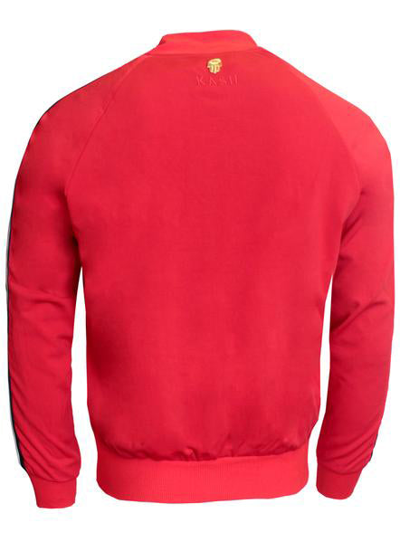 Kash Men's Long Sleeve Track Jacket with Side Stripes in Red – view 4 of 4