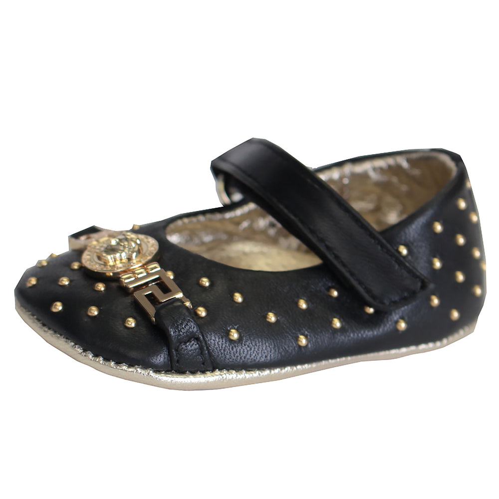 Baby Girl Embellished Medusa Crib Shoes-Black