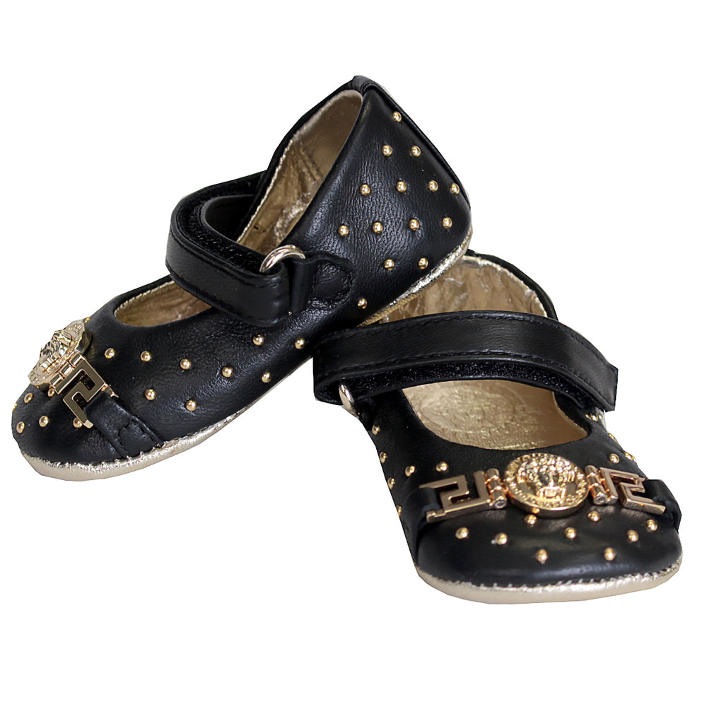 Baby Girl Embellished Medusa Crib Shoes-Black