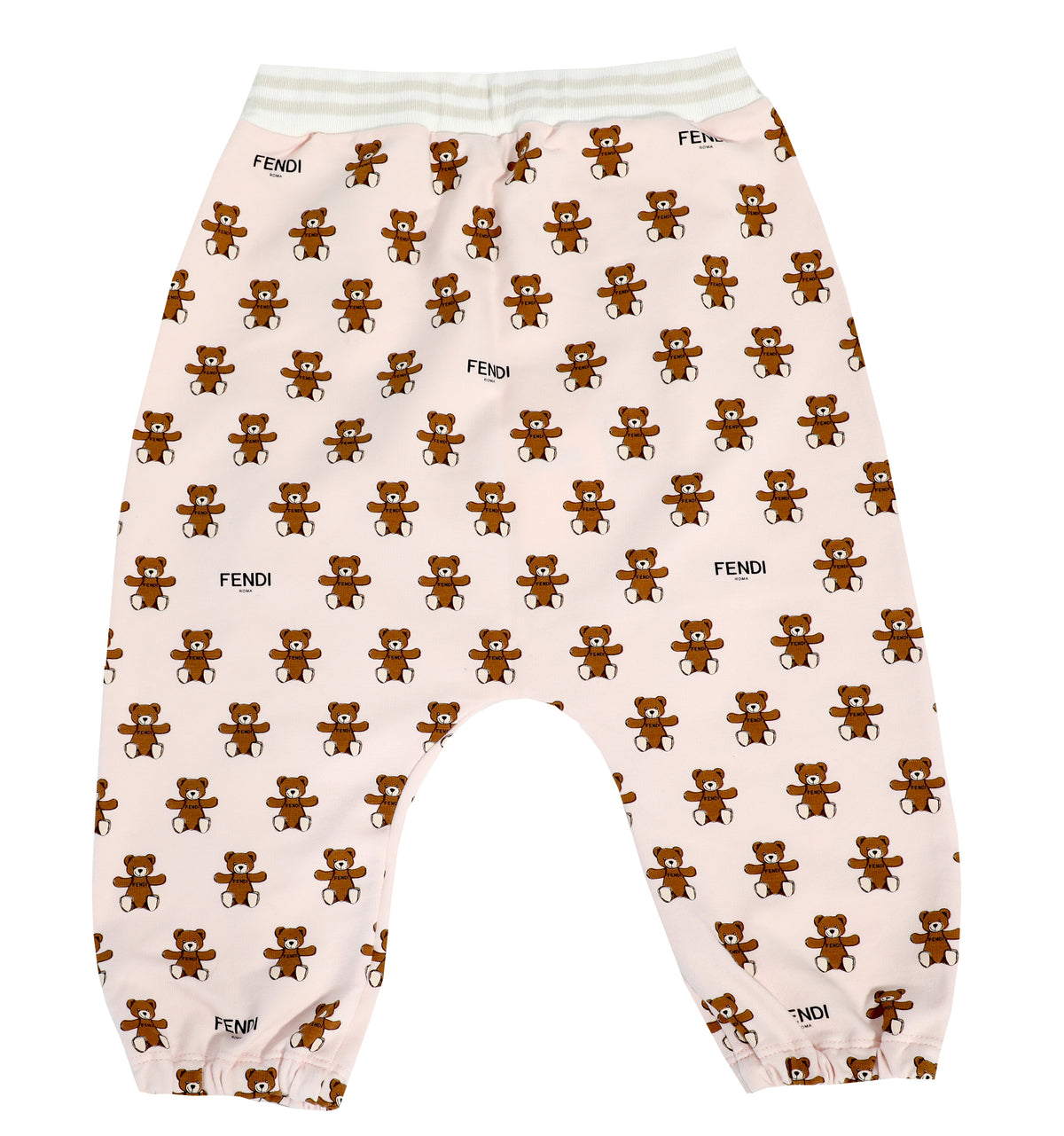 BABY PANTS WITH ELASTIC WAIST AND ALL OVER BEAR PRINT-LIGHT PINK