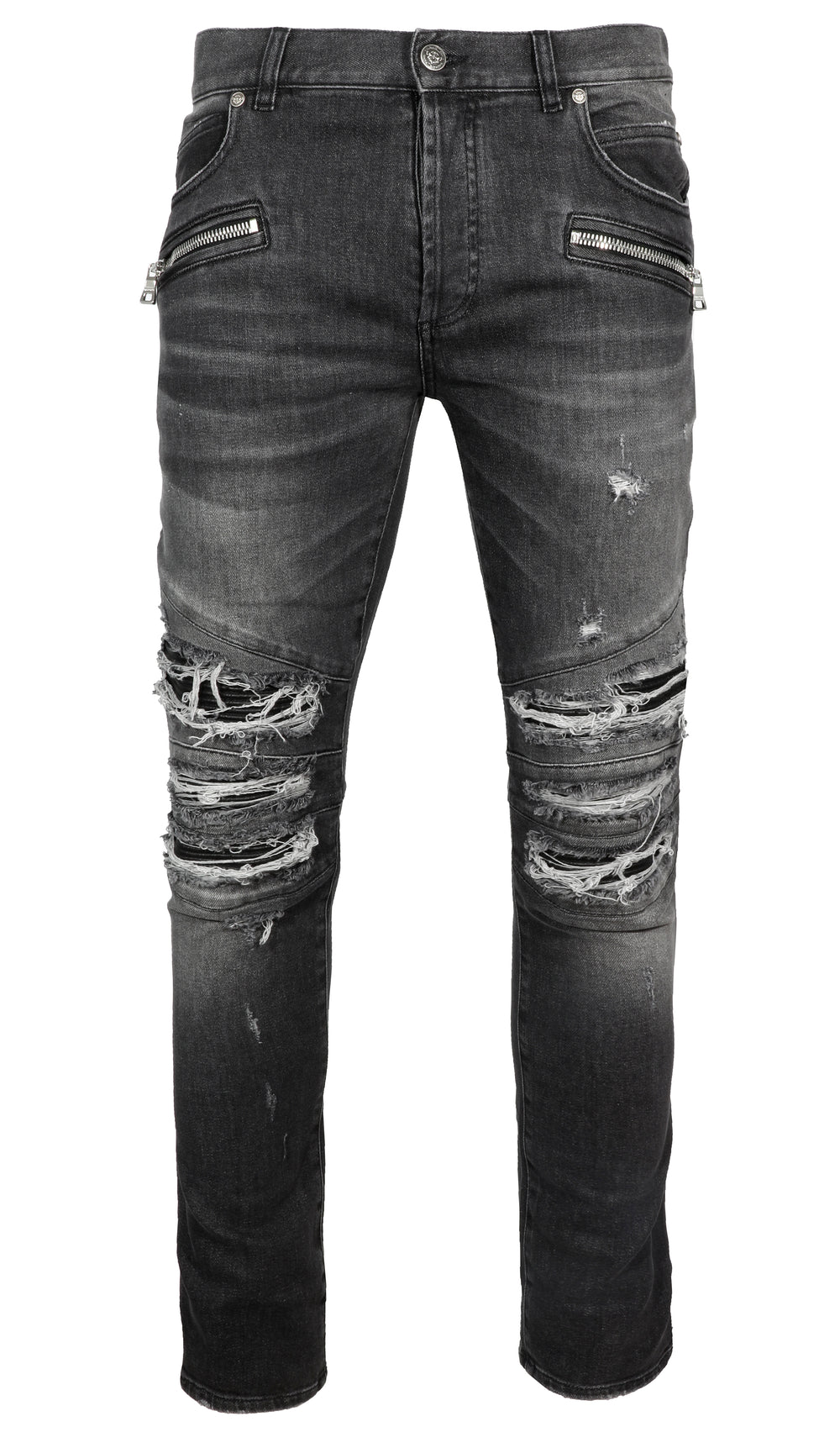 Balmain Ribbed Patches Slim Jeans in black – view 1 of 2