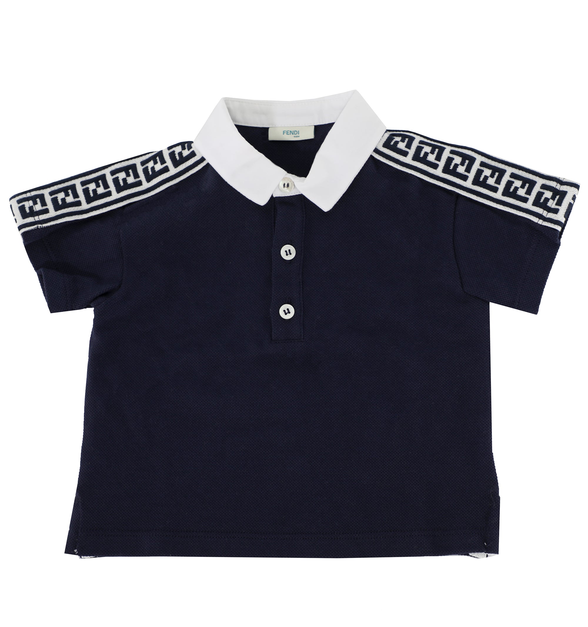 BABY BOY SS POLO TEE W FF TAPE ON SHOULDERS - NAVY