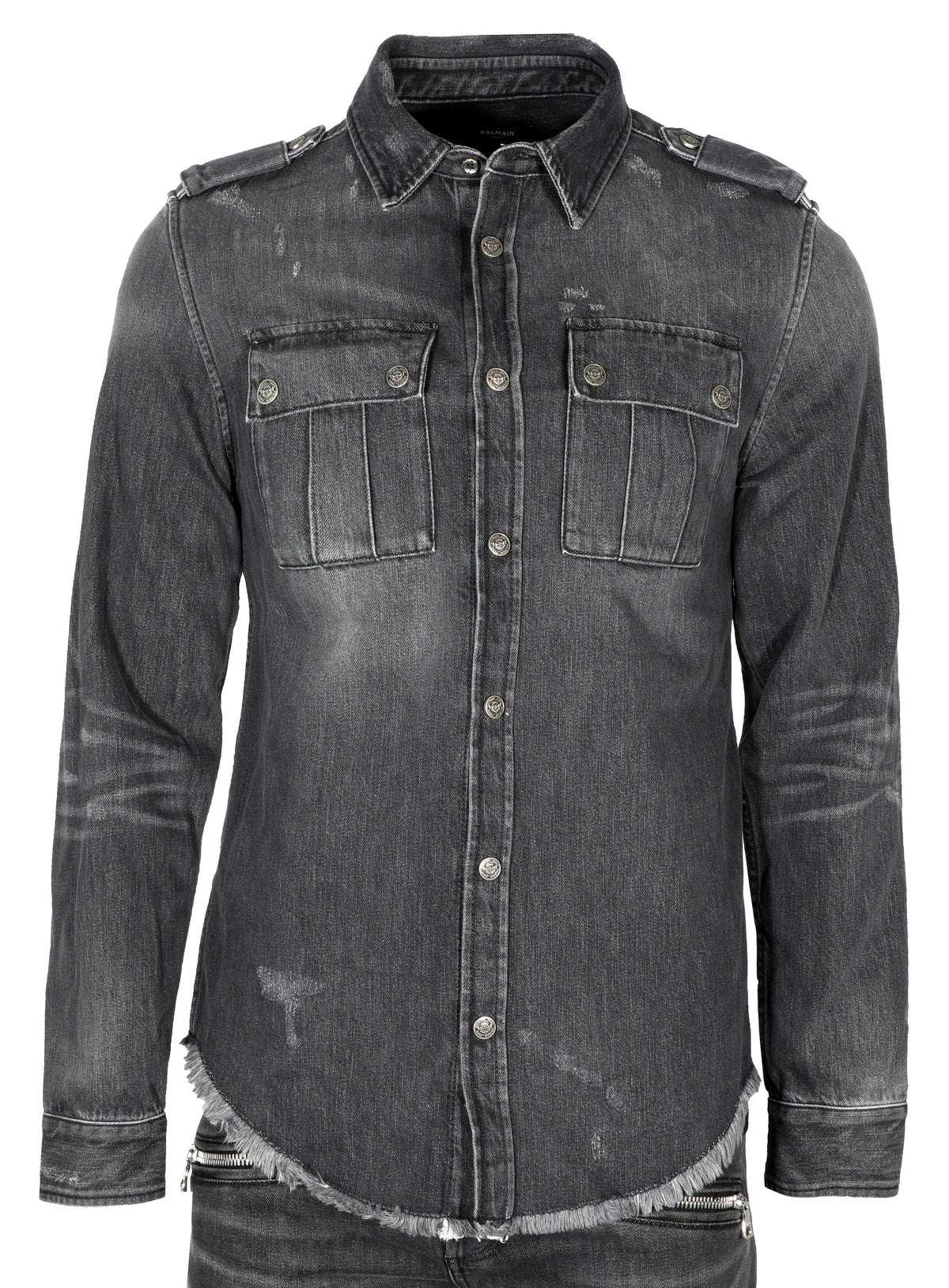 Raw Bottom Denim Shirt - Black