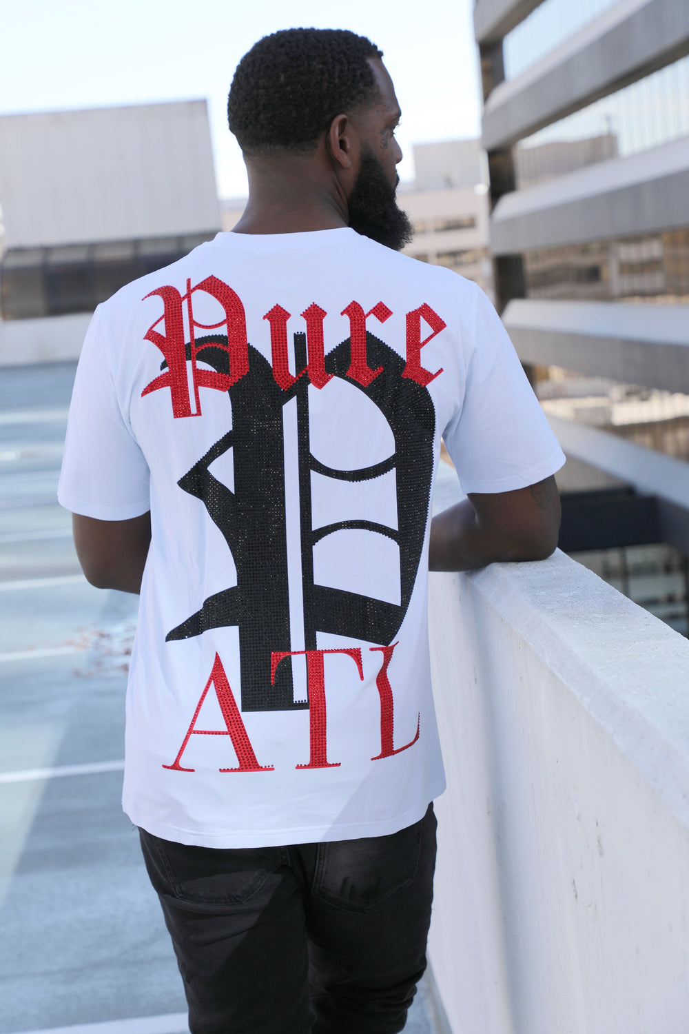Pure ATL Logo Diamond Tee, white crew neck tee with red and black Pure logo diamond – view 4 of 11