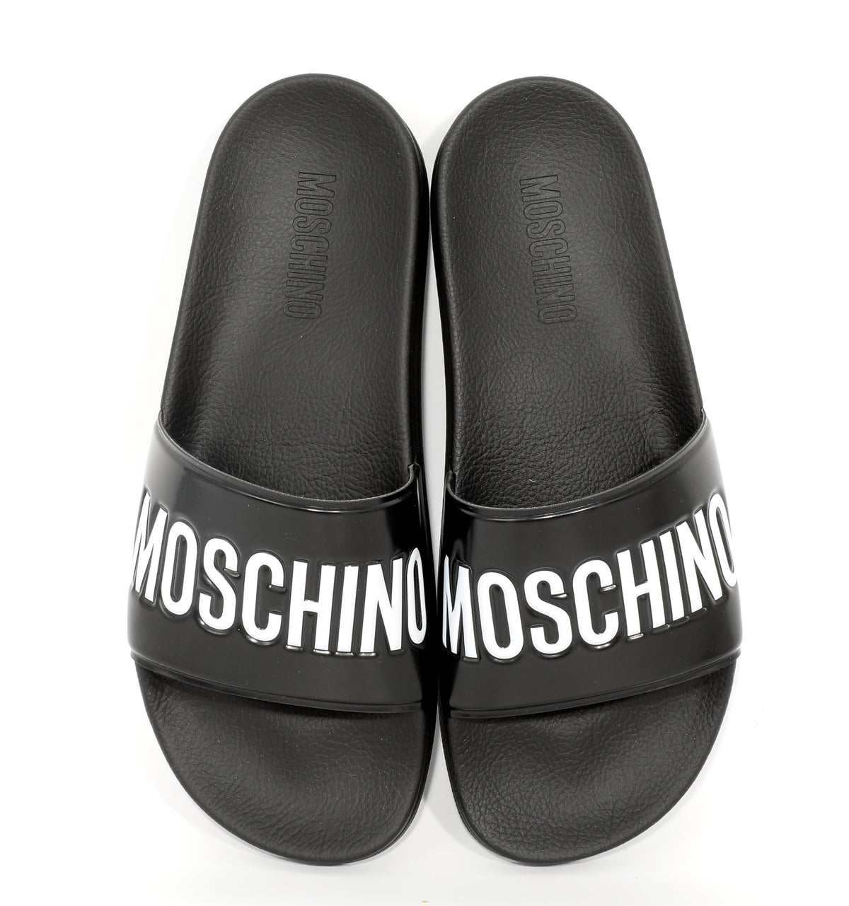 POOL SLIDES IN RUBBER WITH LOGO - BLACK/WHITE