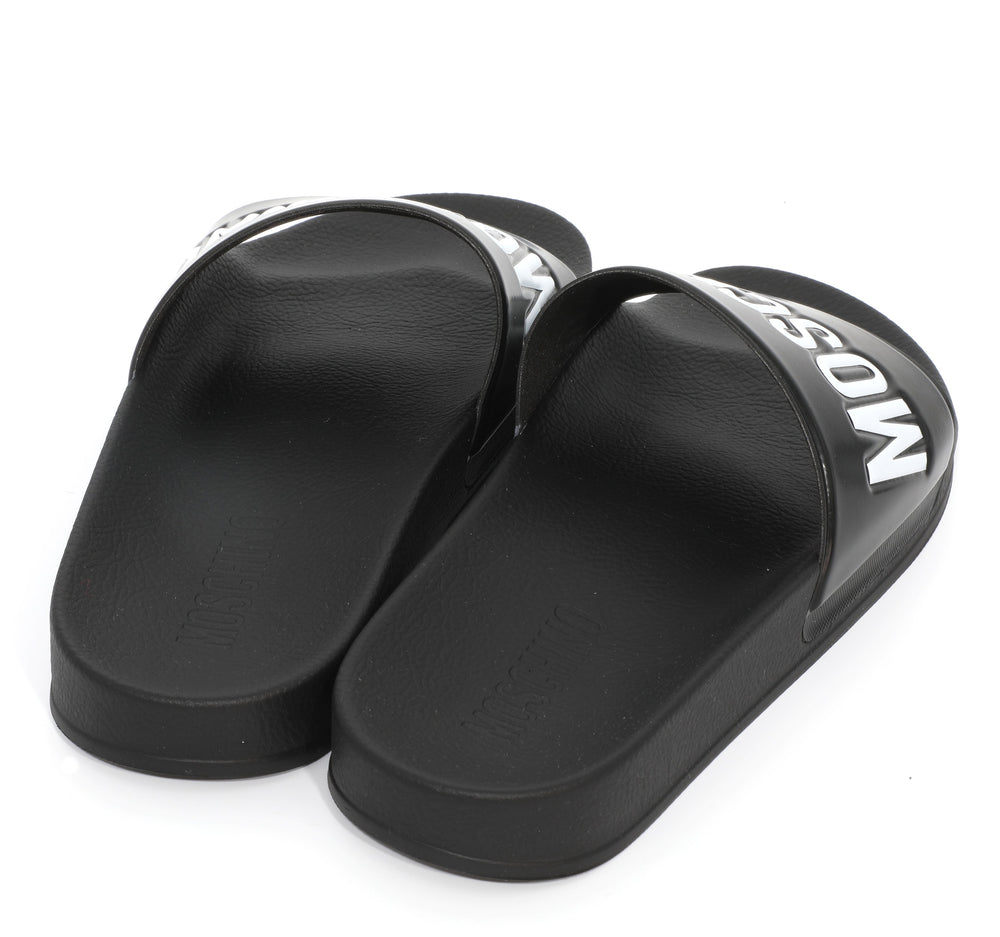 Moschino Men's Rubber Logo Pool Slides – Black – view 4 of 4