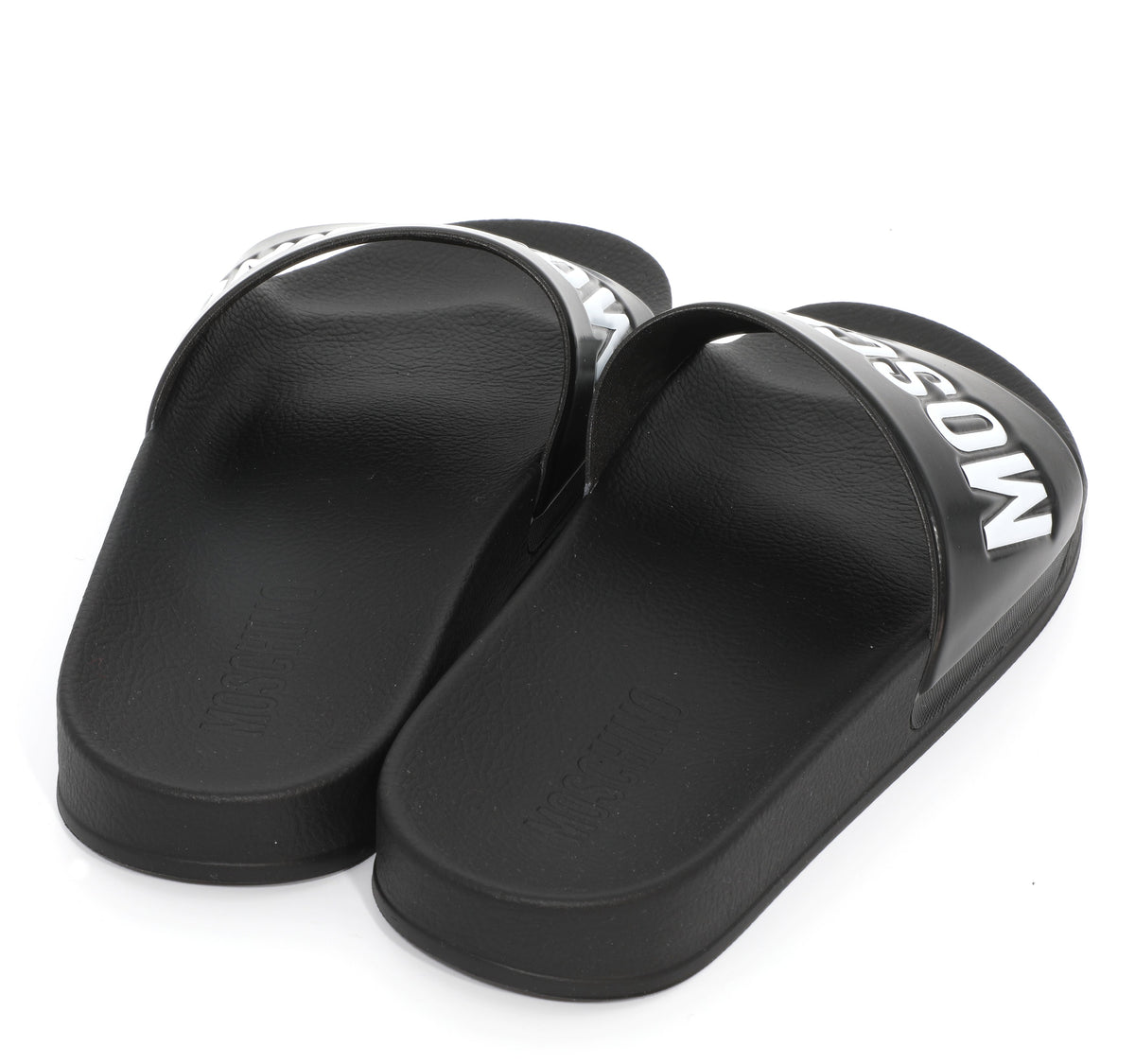 POOL SLIDES IN RUBBER WITH LOGO - BLACK/WHITE