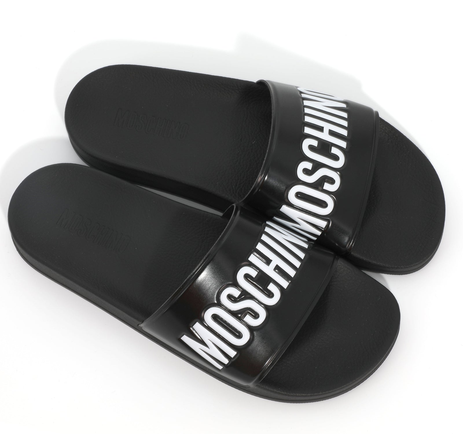 Moschino Men's Rubber Logo Pool Slides – Black – view 3 of 4