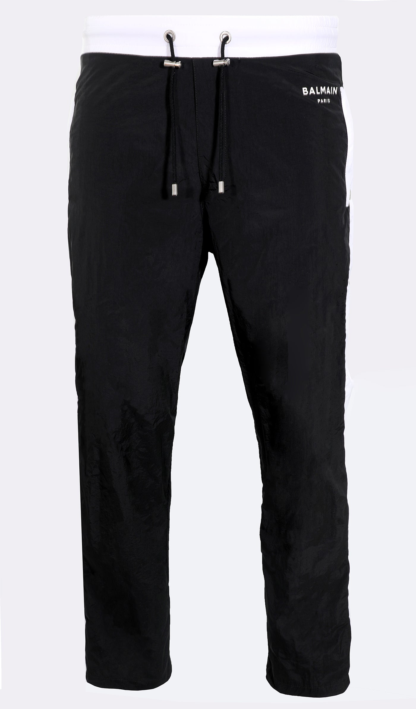 NYLON SNAPPED TRACKPANTS - BLACK AND WHITE