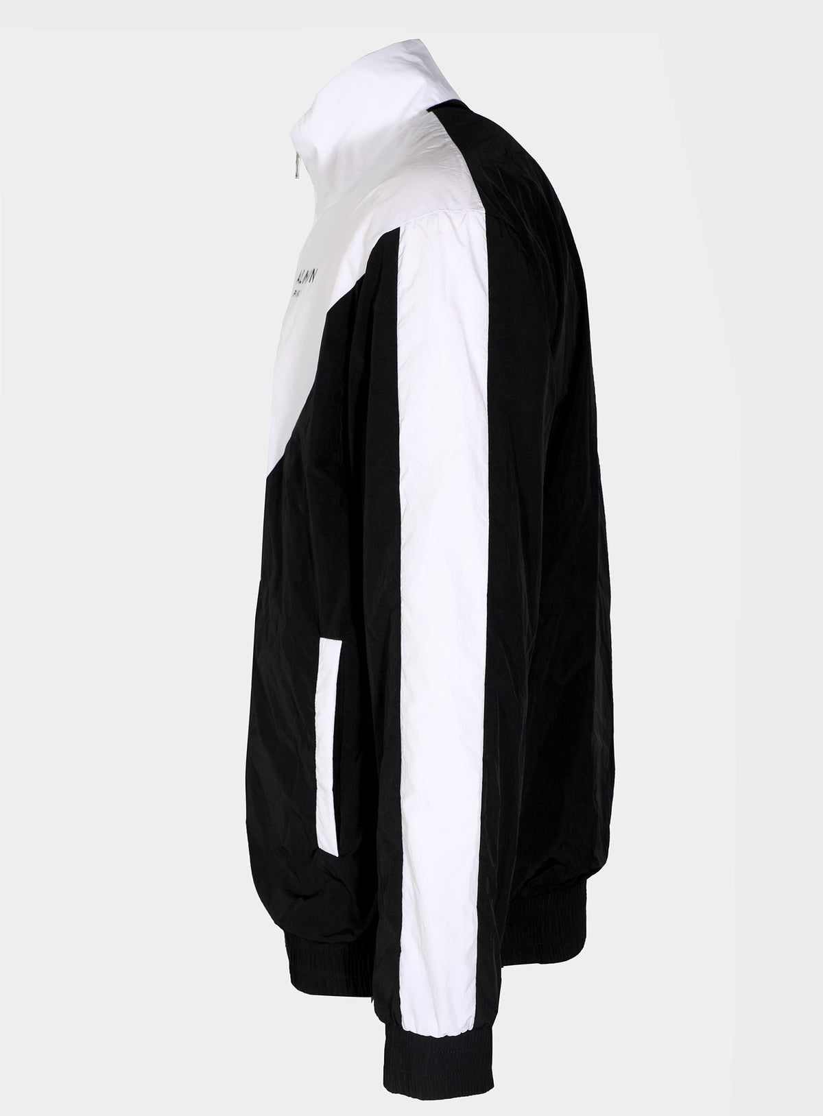 NYLON MULTI-CUTS TRACKJACKET - BLACK AND WHITE