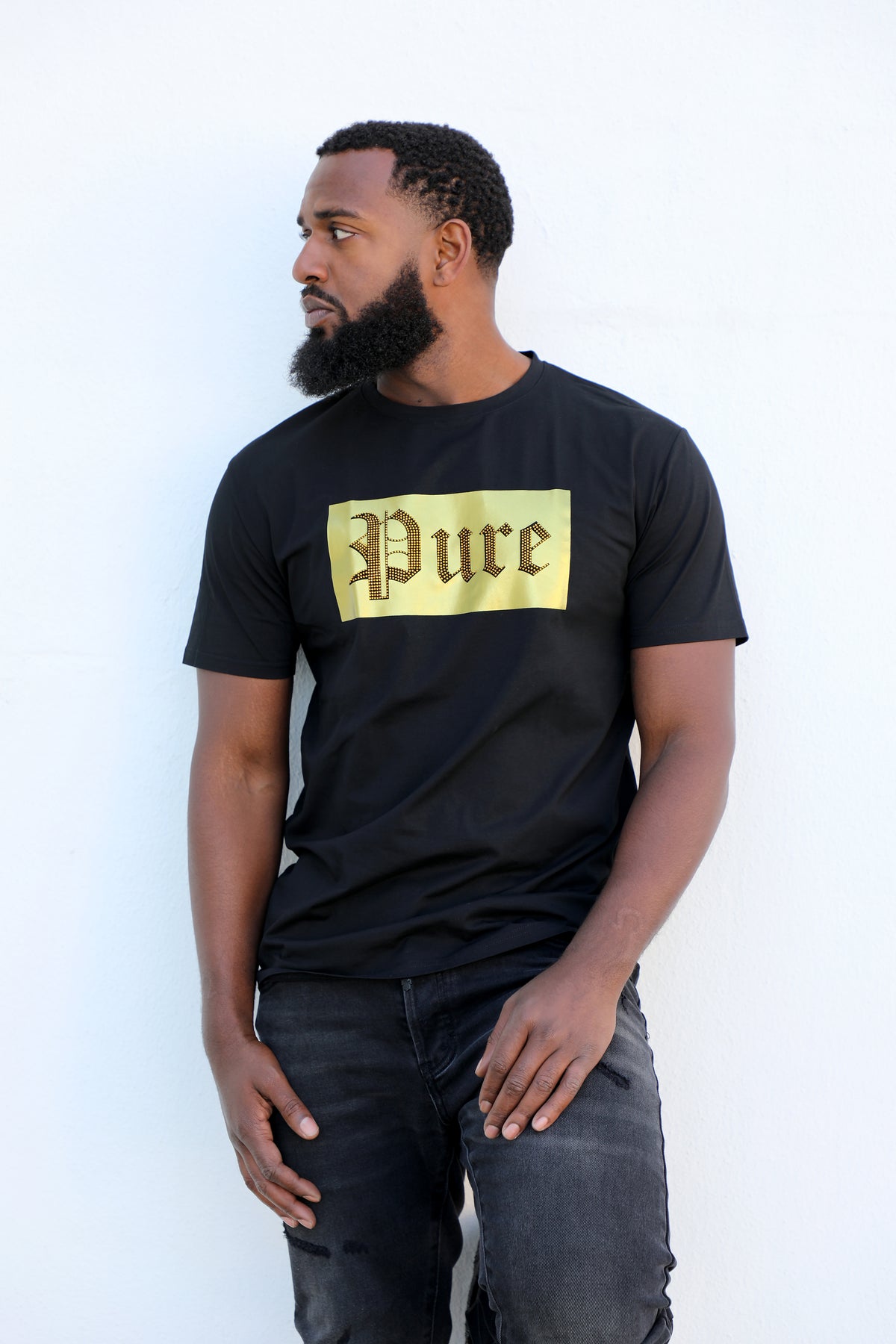 New 2021 Pure Diamond Block Logo Tee - Black &amp; Gold
