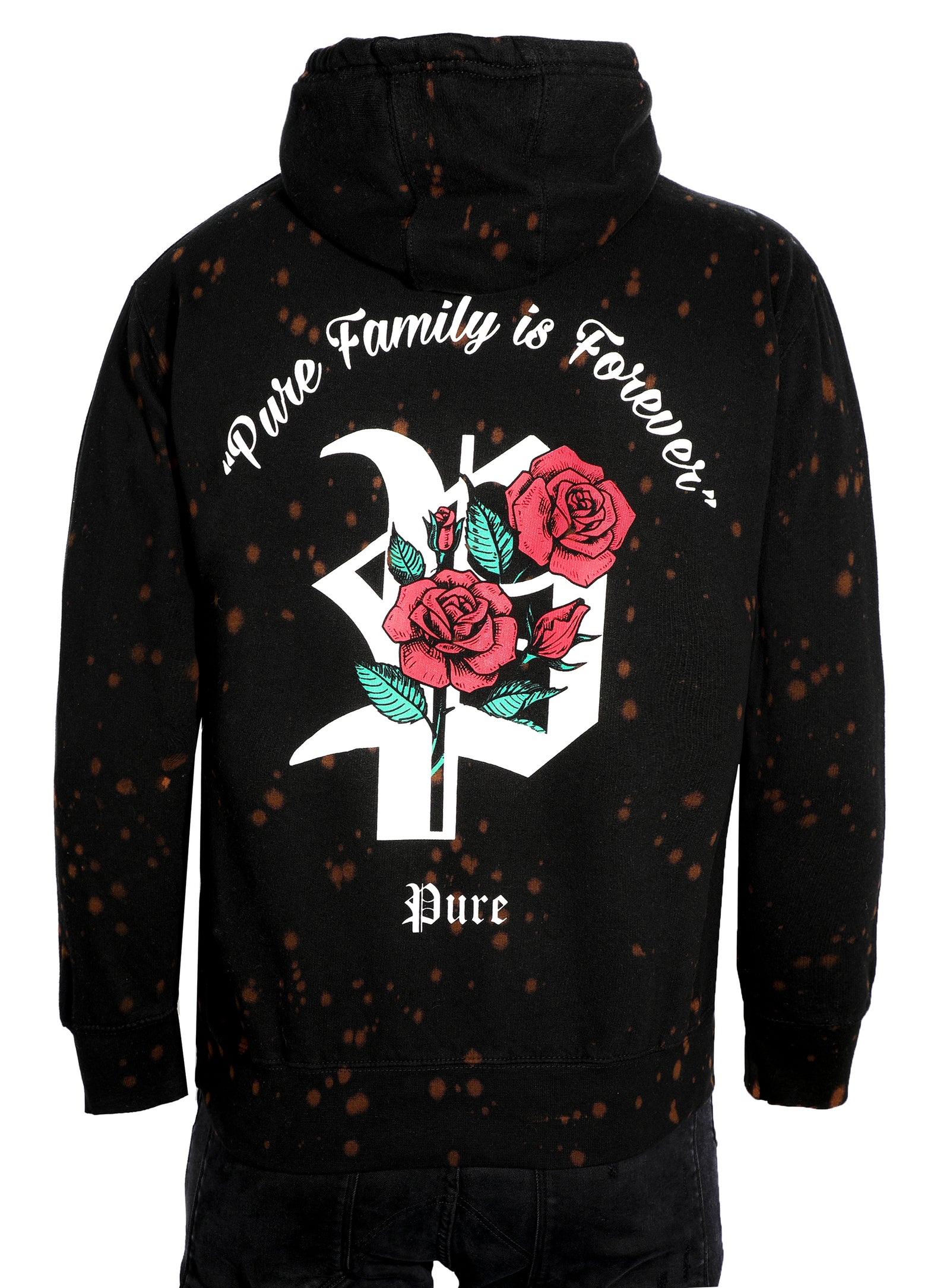 PURE FAMILY IS FOREVER TYE DYE HOODIE - BLACK