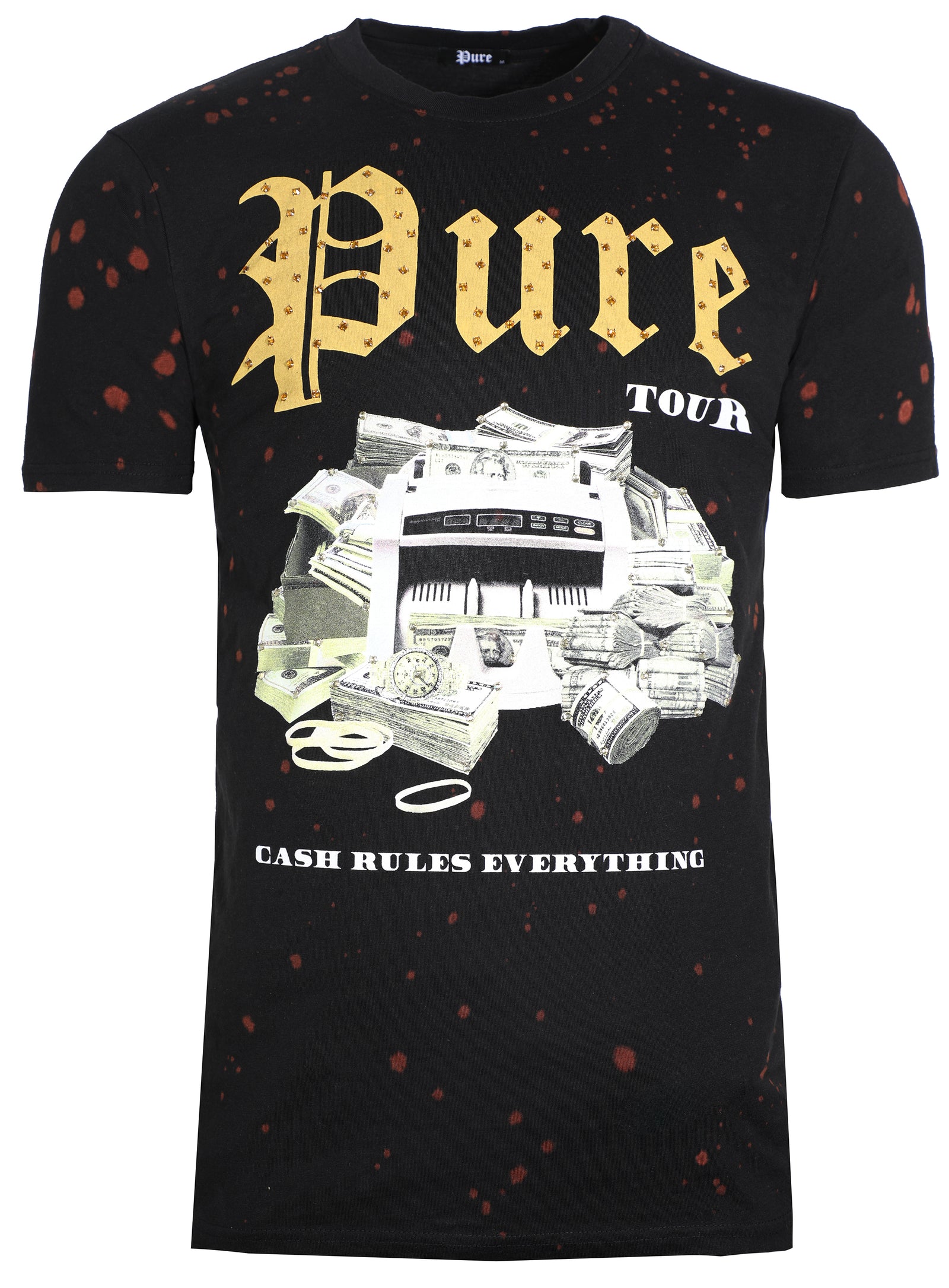 PURE STACKS TYE DYE TEE W| CRYSTALS - BLACK
