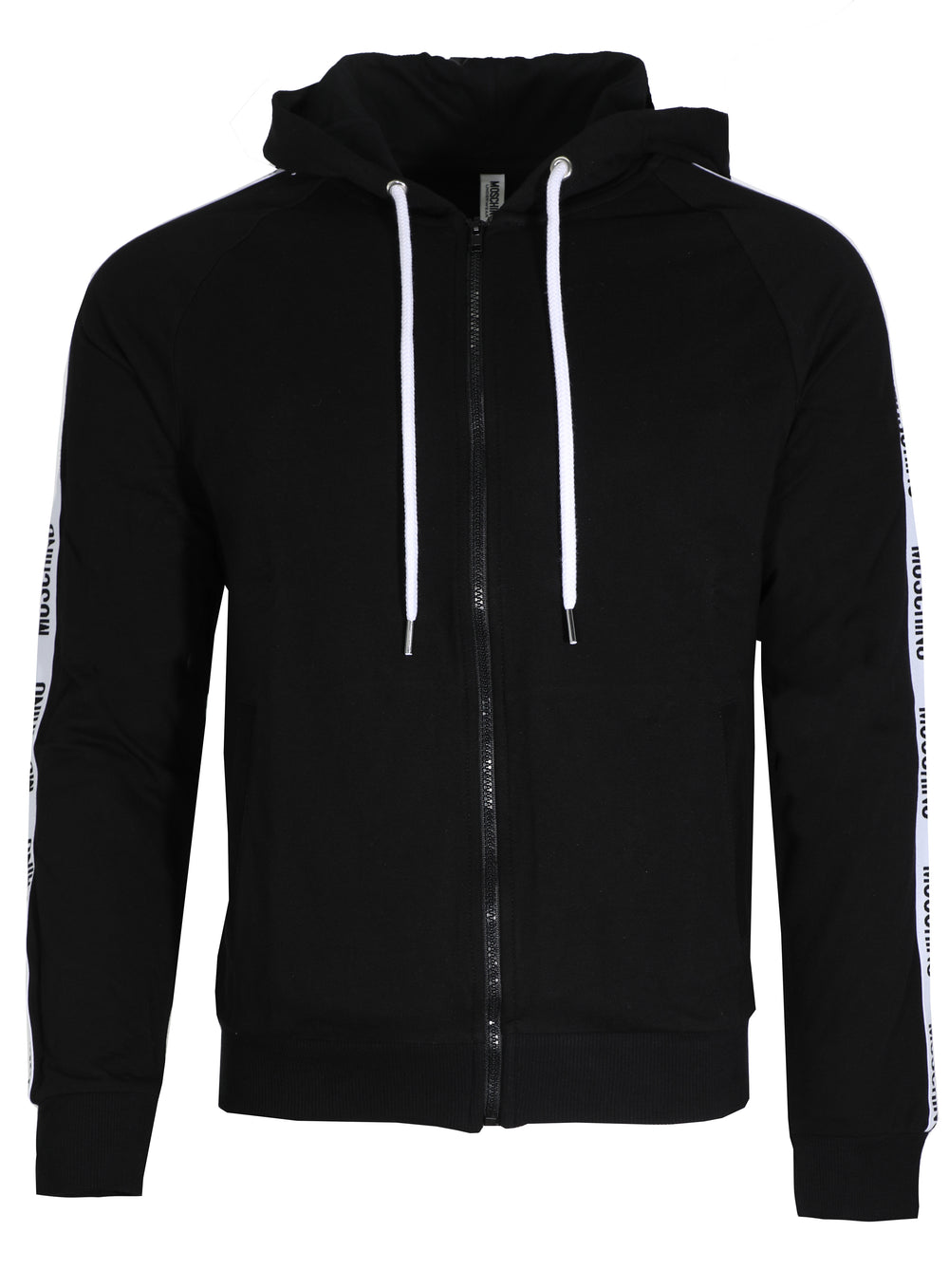 Moschino Side Stripe Full Zip Hoodie in black – view 2 of 3
