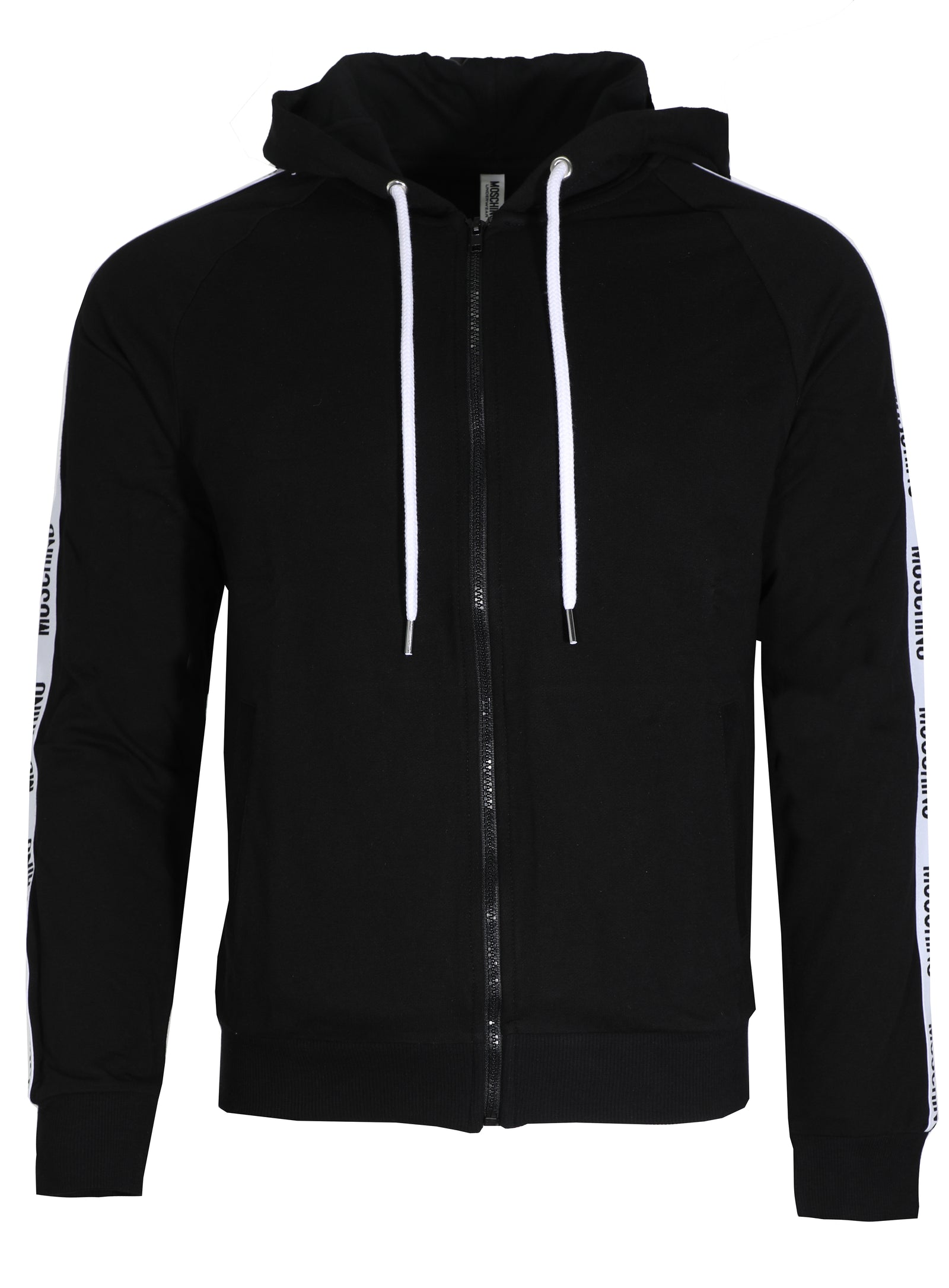 Moschino Side Stripe Full Zip Hoodie in black – view 2 of 3
