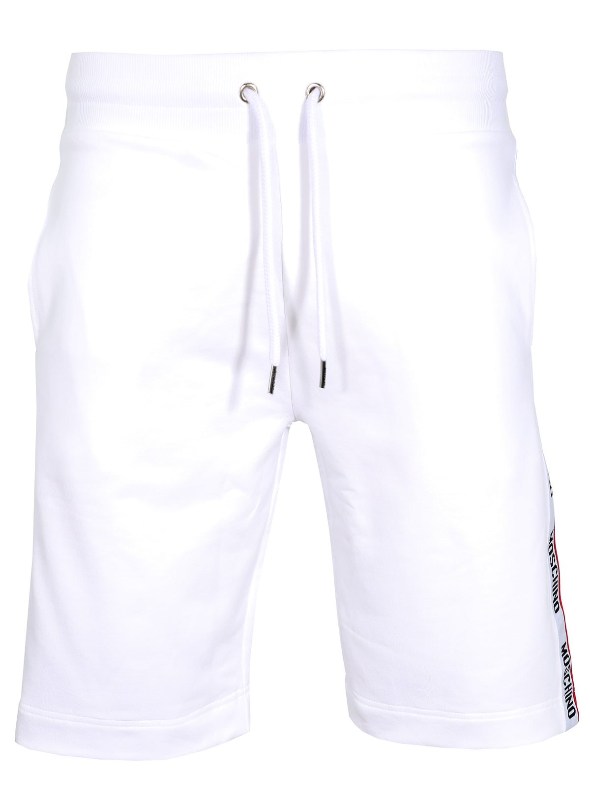 MEN&#39;S MOSCHINO SIDE STRIPE LOGO SHORTS - WHITE