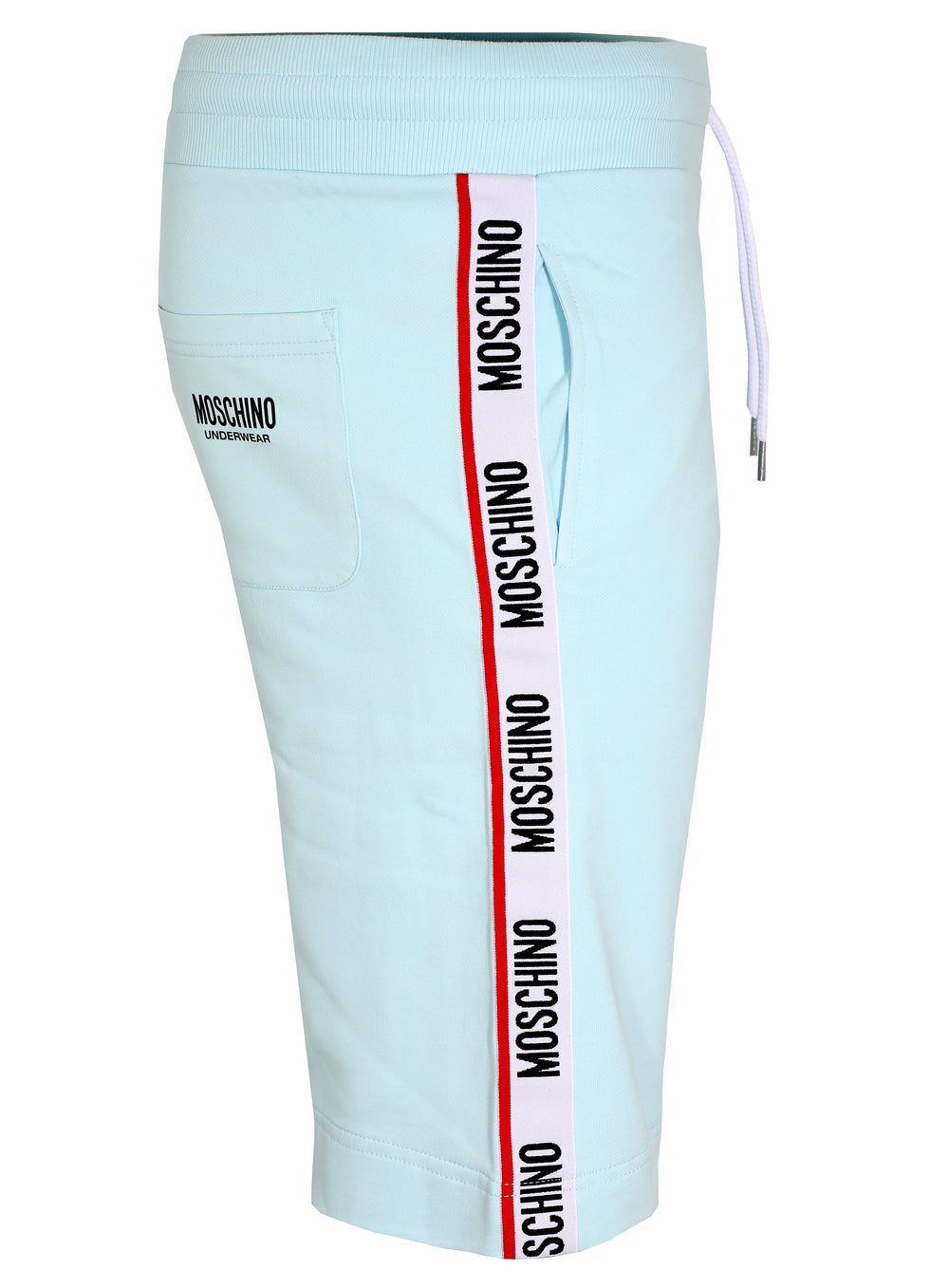 Moschino Side Stripe Logo Shorts in baby blue – view 1 of 3