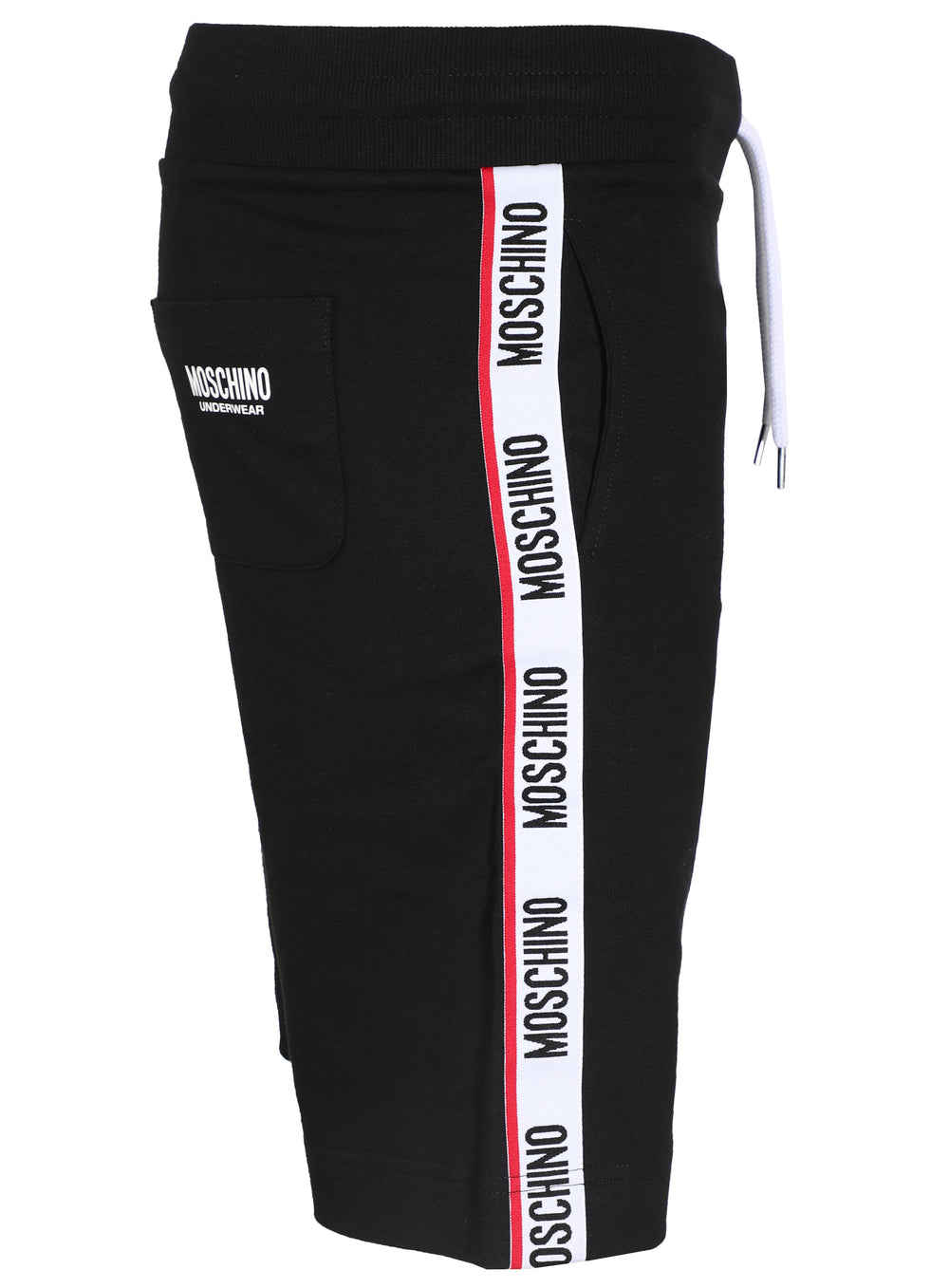 Moschino Side Stripe Logo Shorts in black – view 1 of 3